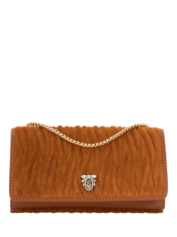 Dune London Strong Embellished Bug Suede Crossbody Bag, Tan