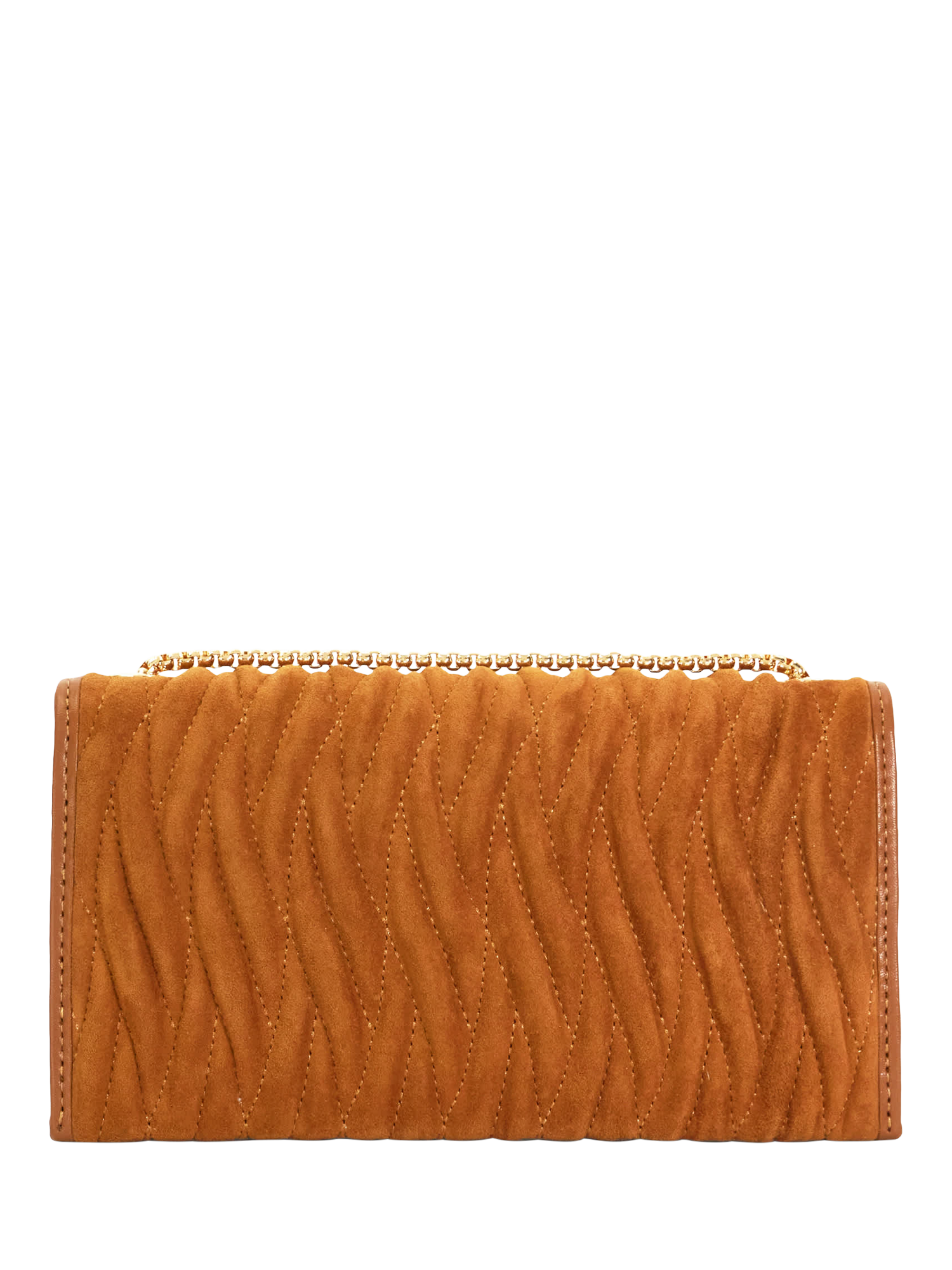 Product image 2 of 4, which shows Dune London Strong Embellished Bug Suede Crossbody Bag, Tan, One Size