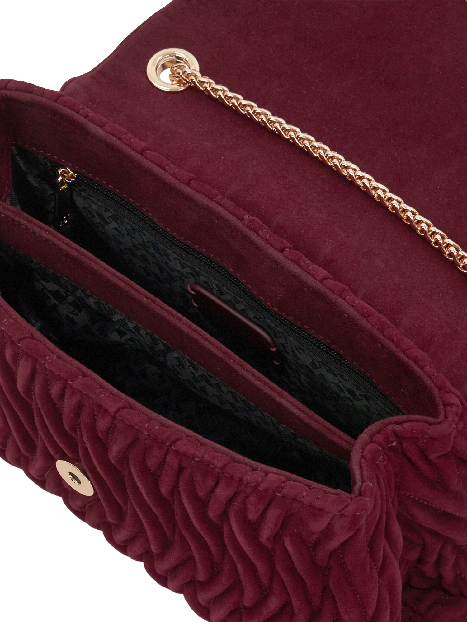 Product image 6 of 6, which shows Dune London Darling Quilted Floral Cross Body Bag, Burgundy, One Size