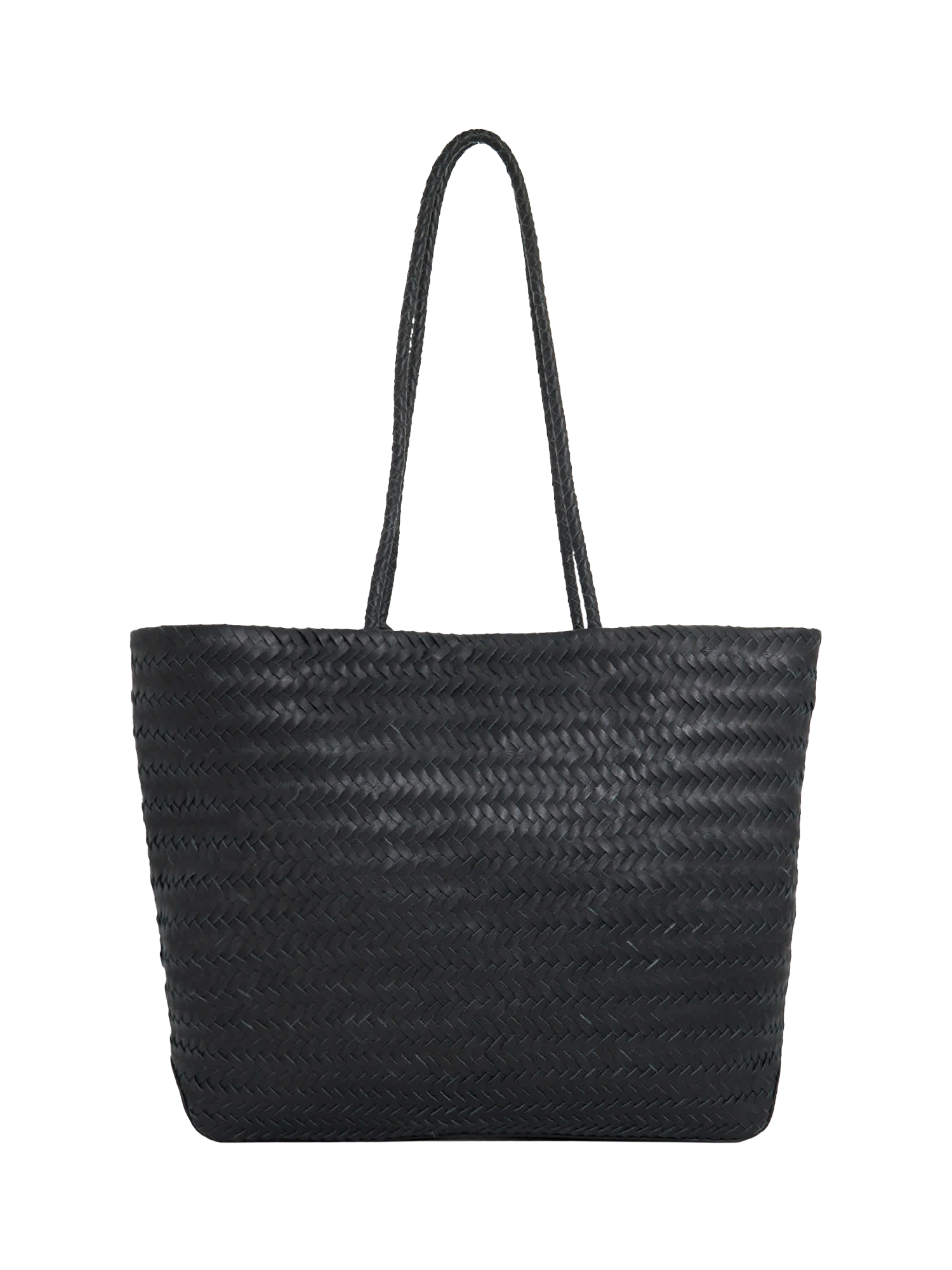 Product image 3 of 5, which shows Dune London Daxon Woven Leather Tote Bag, Black