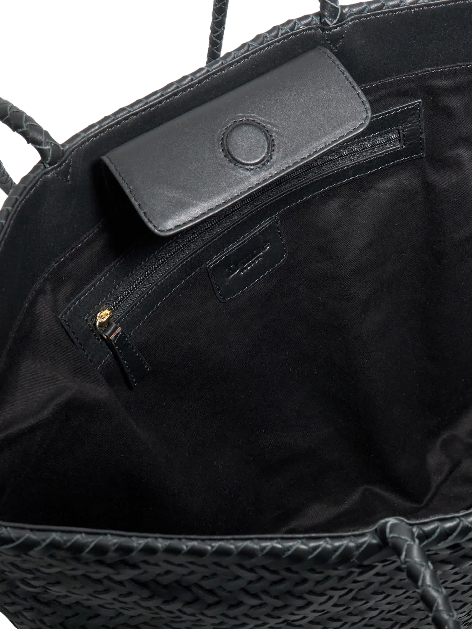 Product image 4 of 5, which shows Dune London Daxon Woven Leather Tote Bag, Black