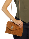 Dune London Darling Quilted Suede Crossbody Bag, Tan