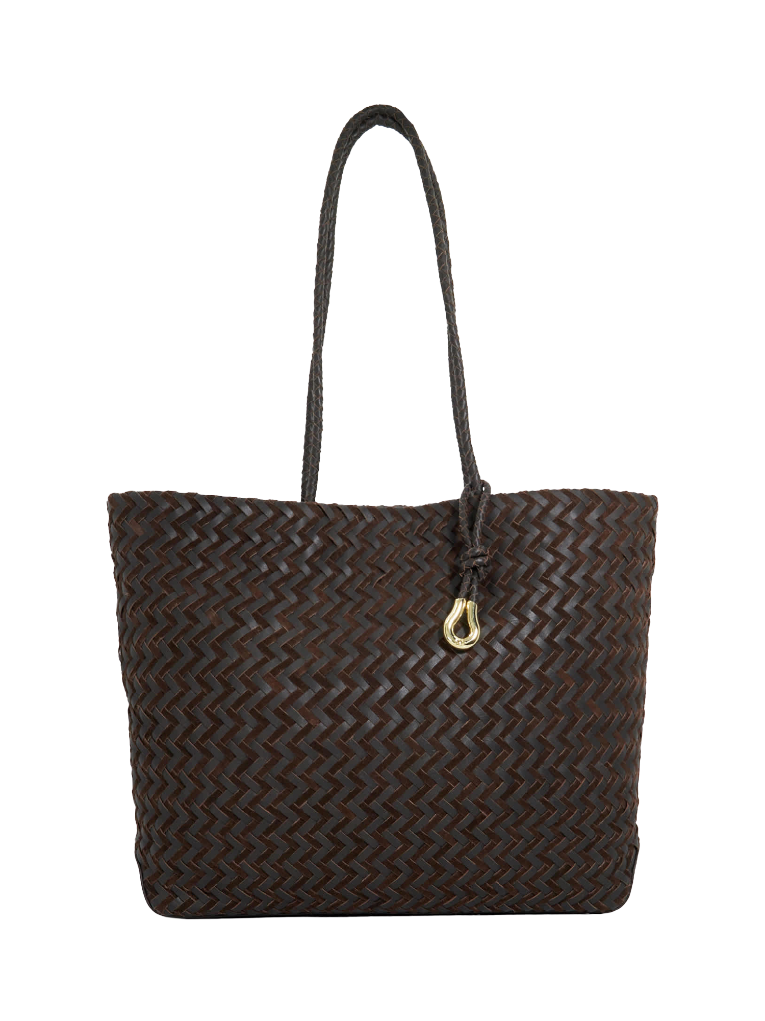 Dune London Daxon Woven Leather Tote Bag, Dark Brown