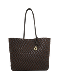 Dune London Daxon Woven Leather Tote Bag, Dark Brown