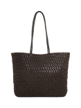 Dune London Daxon Woven Leather Tote Bag, Dark Brown
