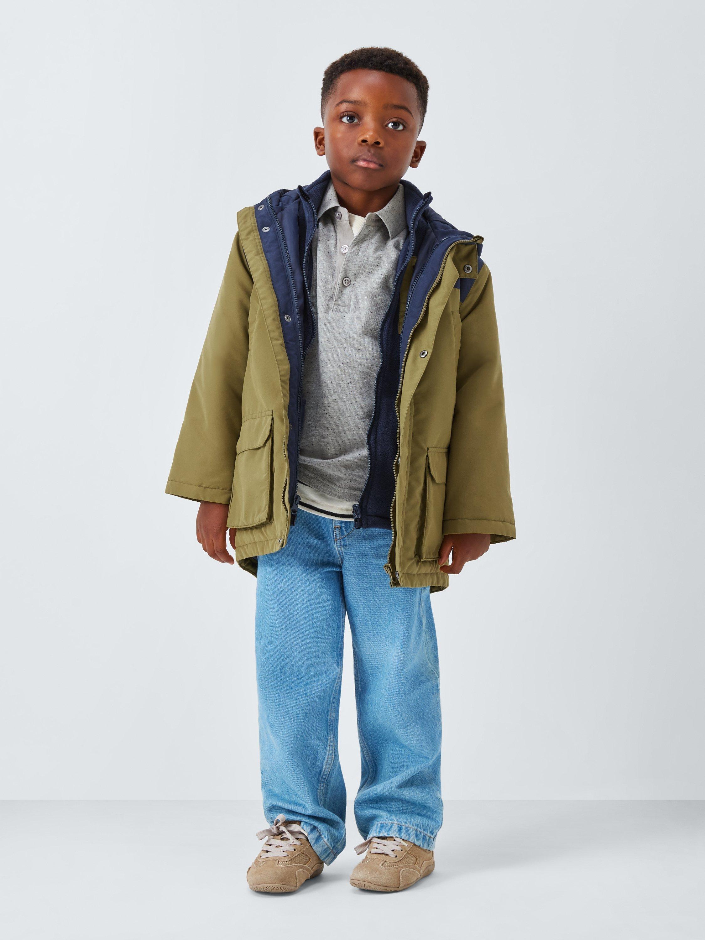 Product image 2 of 9, which shows John Lewis Kids' 2-in-1 Shower Resistant Jacket, Olive, 3 years
