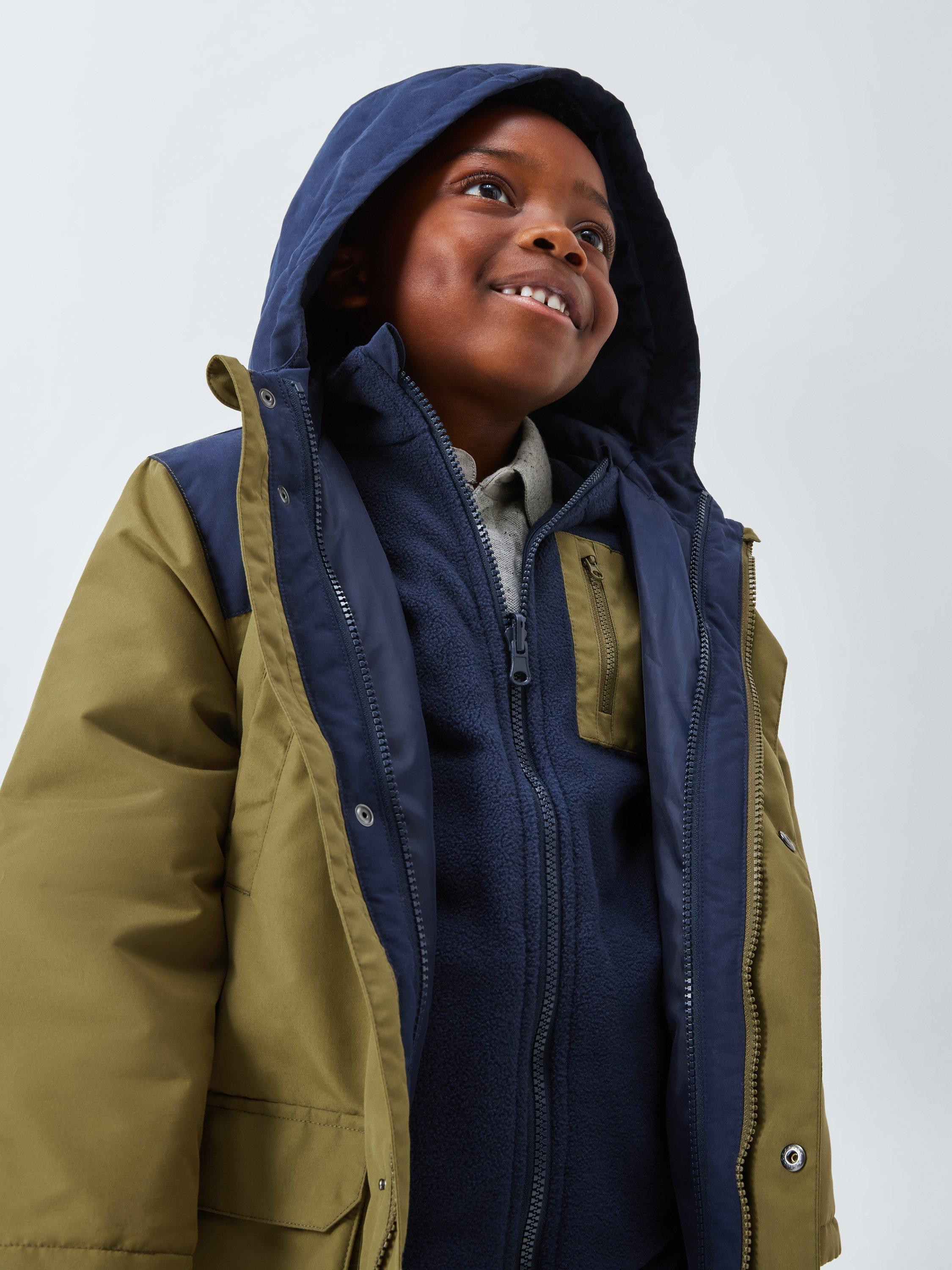 Product image 7 of 9, which shows John Lewis Kids' 2-in-1 Shower Resistant Jacket, Olive, 3 years