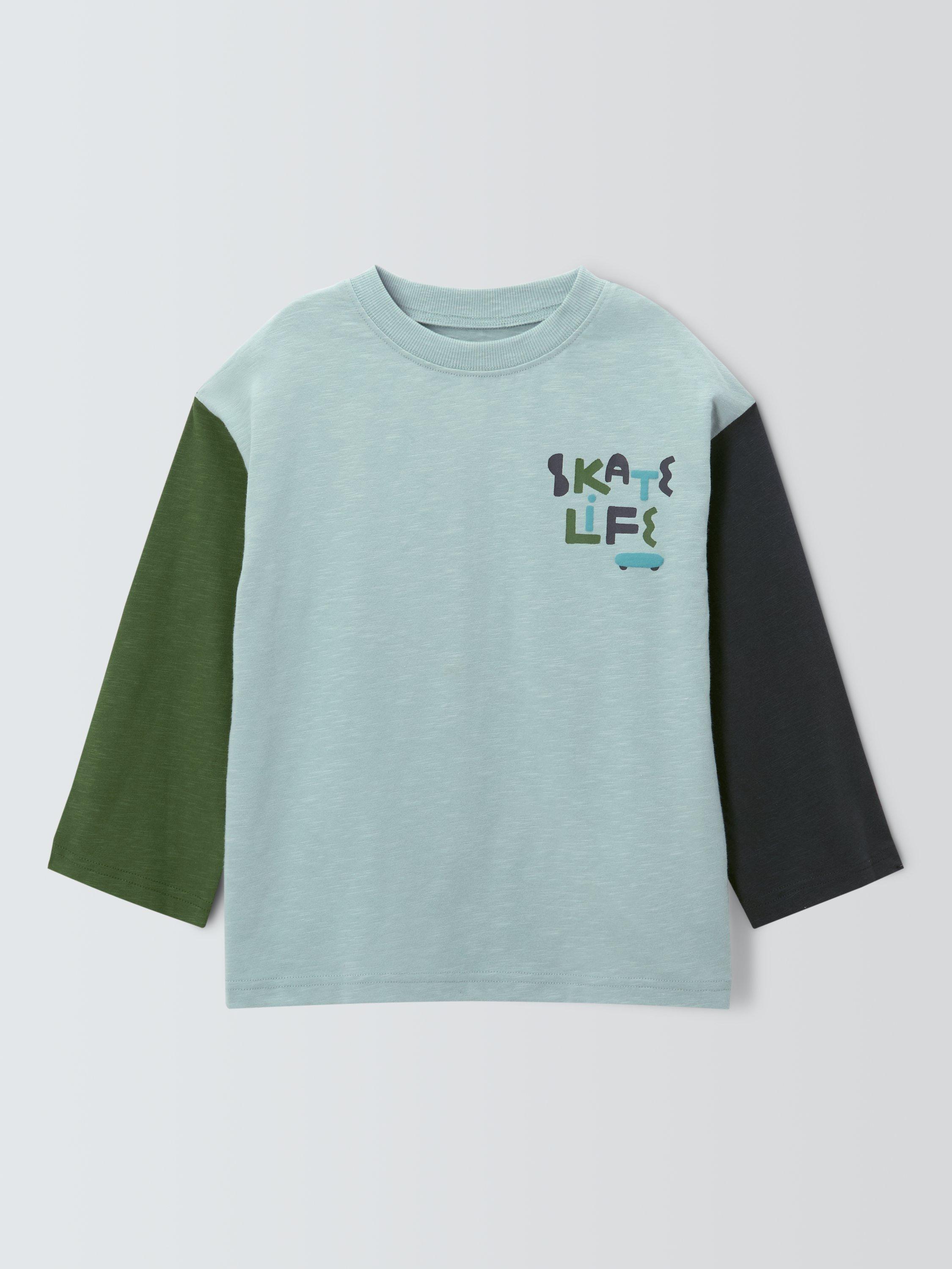 Product image 3 of 7, which shows John Lewis Kids' Skate Graphic Jersey Top, Light Blue, 3 years