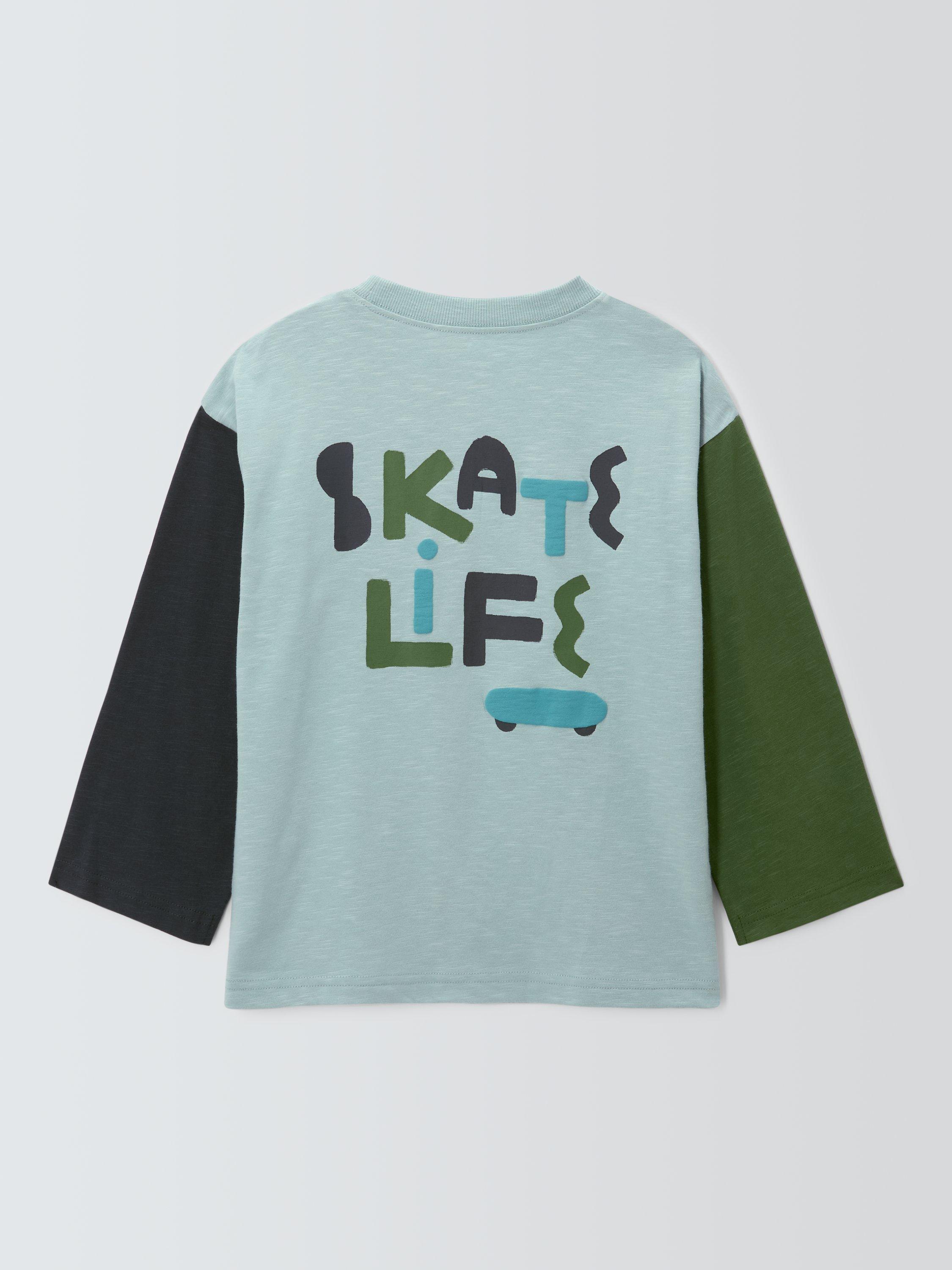 Product image 6 of 7, which shows John Lewis Kids' Skate Graphic Jersey Top, Light Blue, 3 years