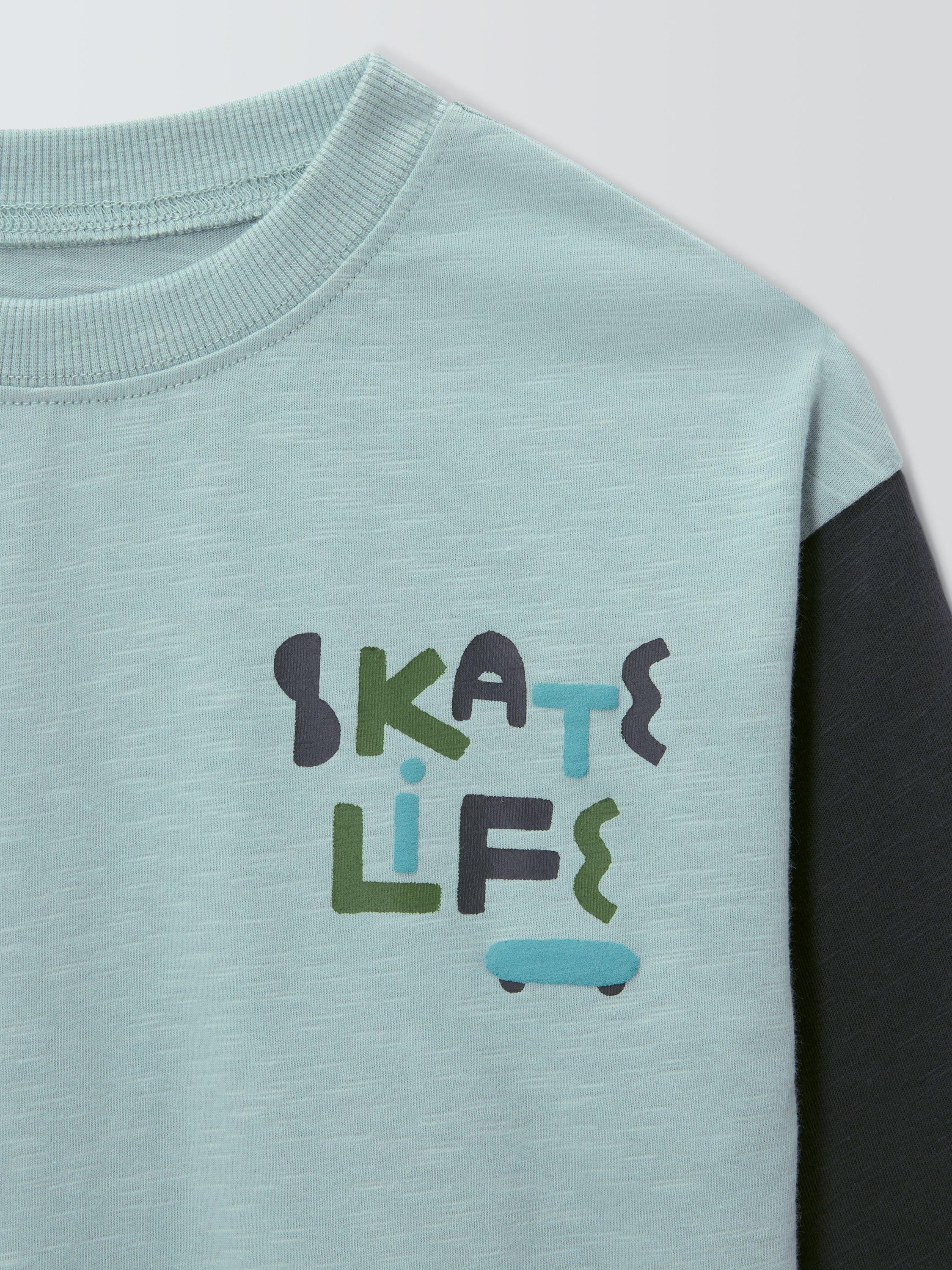 Product image 7 of 7, which shows John Lewis Kids' Skate Graphic Jersey Top, Light Blue, 3 years