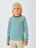 John Lewis Kids' Stripe Long Sleeve Jersey Top, Green Stripe