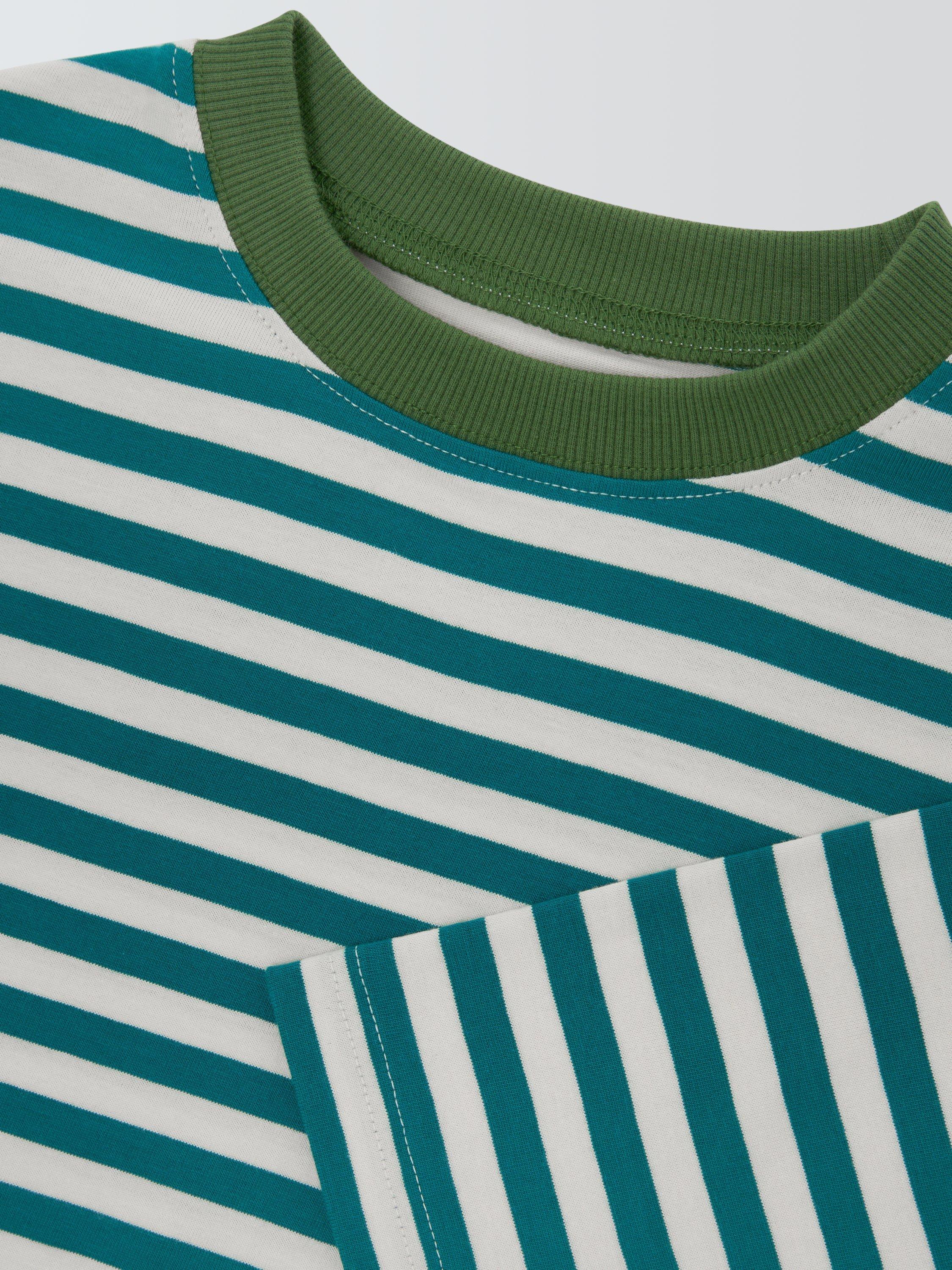 Product image 6 of 7, which shows John Lewis Kids' Stripe Long Sleeve Jersey Top, Green Stripe, 3 years