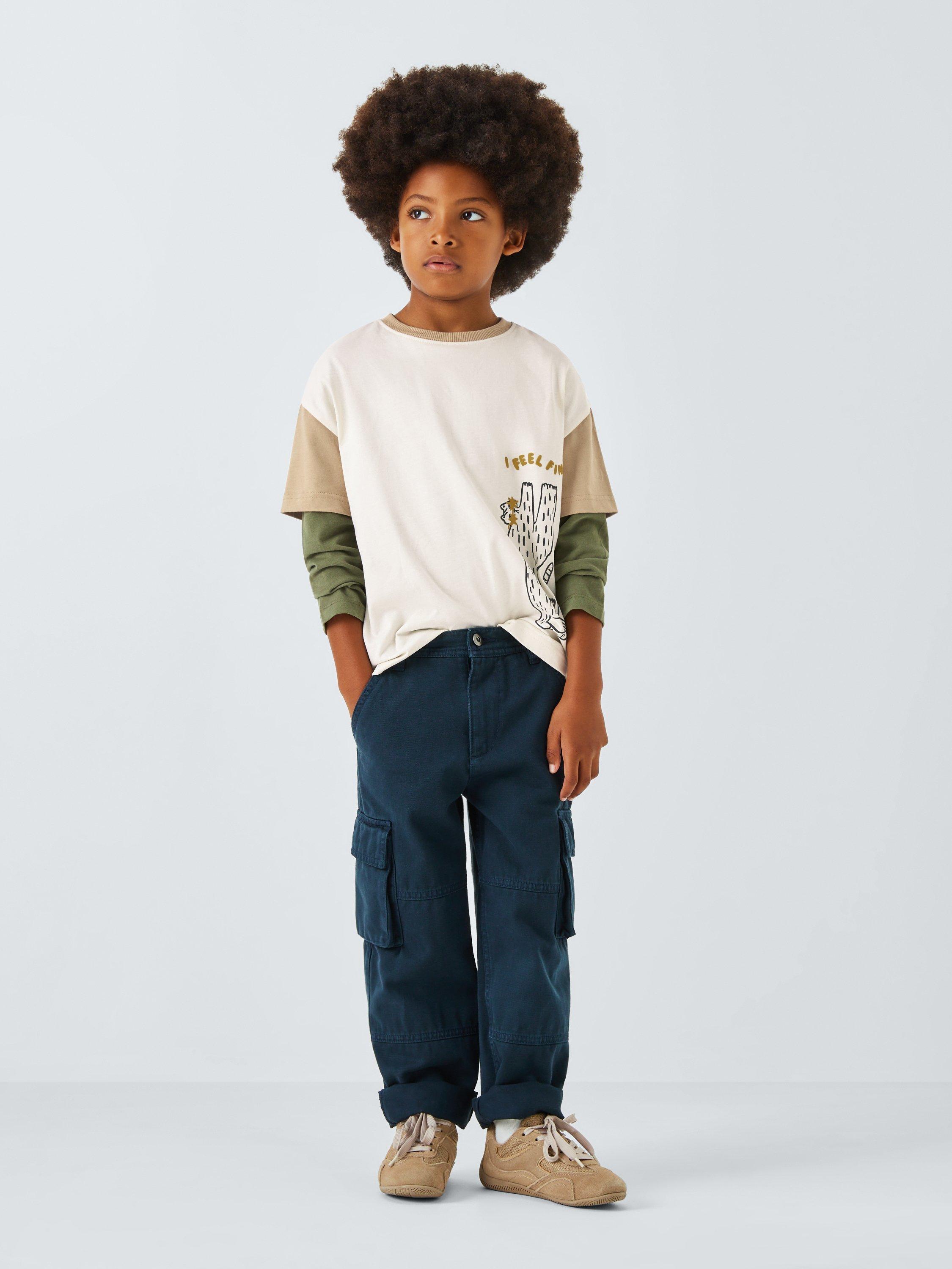 Product image 2 of 7, which shows John Lewis Kids' Tiger Colour Block T-Shirt, Natural, 3 years