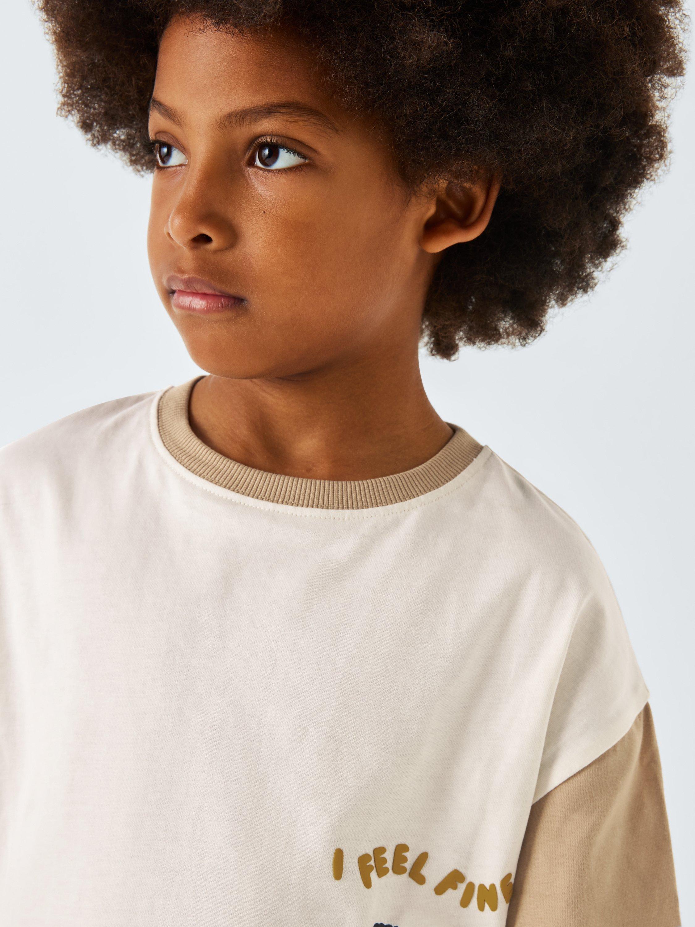 Product image 4 of 7, which shows John Lewis Kids' Tiger Colour Block T-Shirt, Natural, 3 years