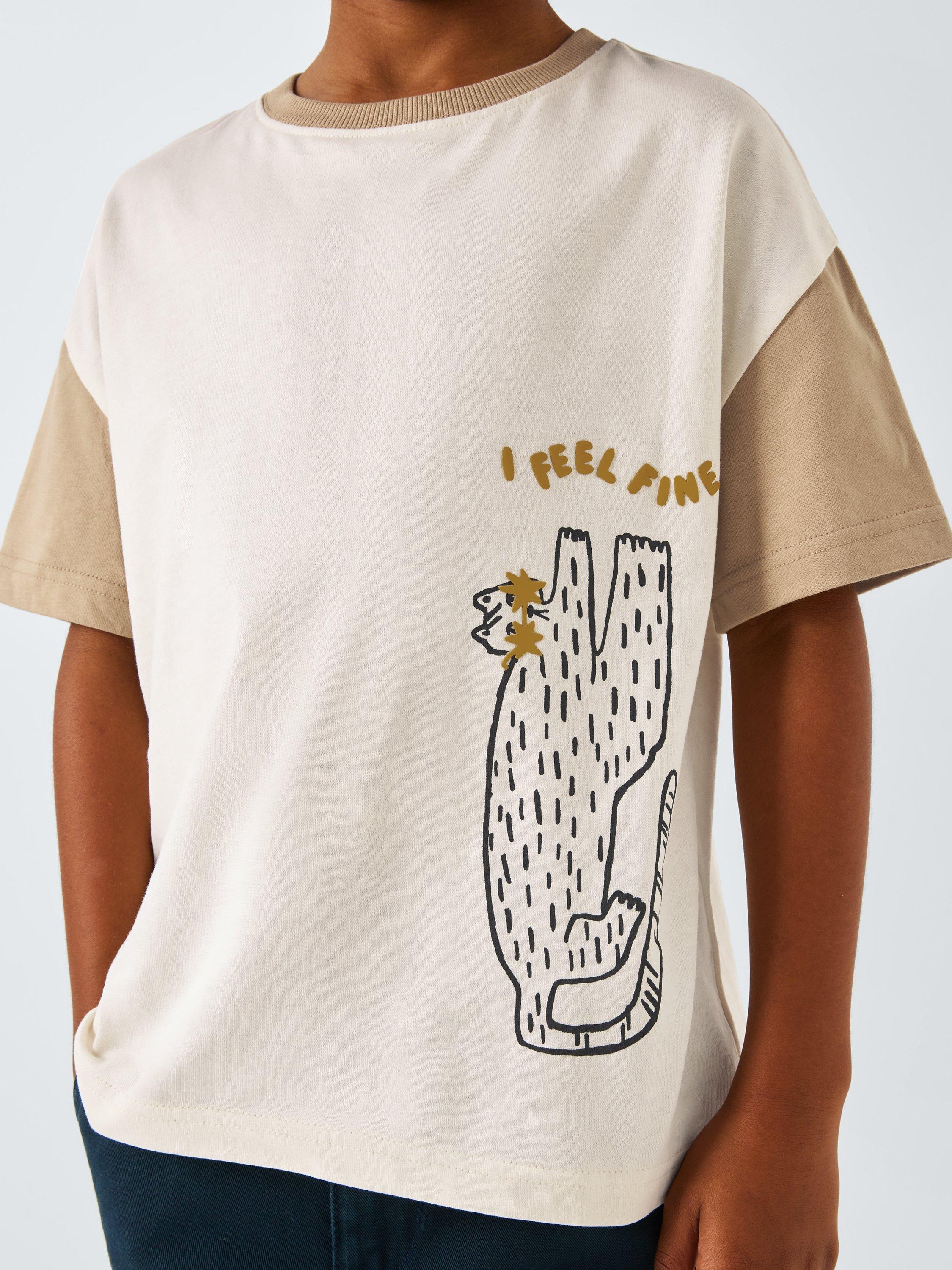 Product image 5 of 7, which shows John Lewis Kids' Tiger Colour Block T-Shirt, Natural, 3 years