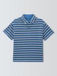 John Lewis Kids' Stripe Yarn Dyed Polo Shirt, Blue