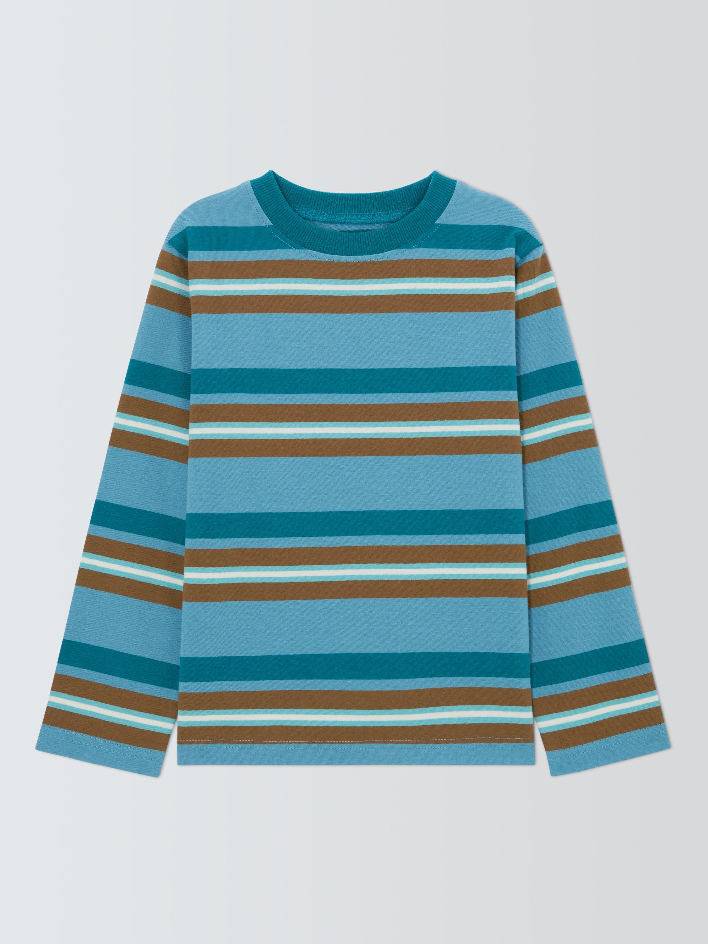 Product image 3 of 7, which shows John Lewis Kids' Bold Stripe Long Sleeve Top, Green Stripe, 3 years