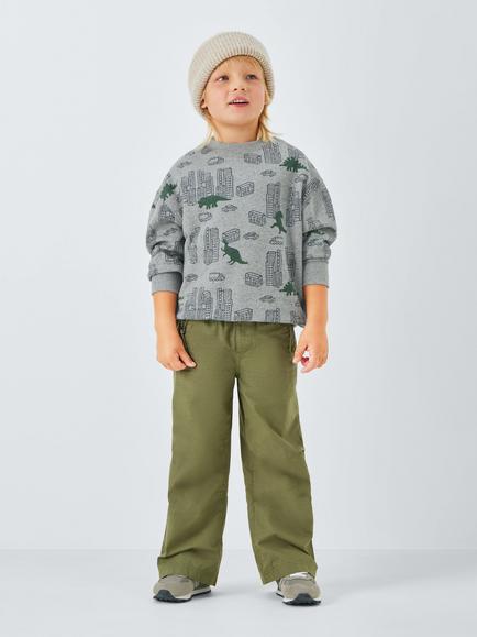 John Lewis Kids' Dinosaur City Sweatshirt, Grey Mutli - view 2, Grey Mutli