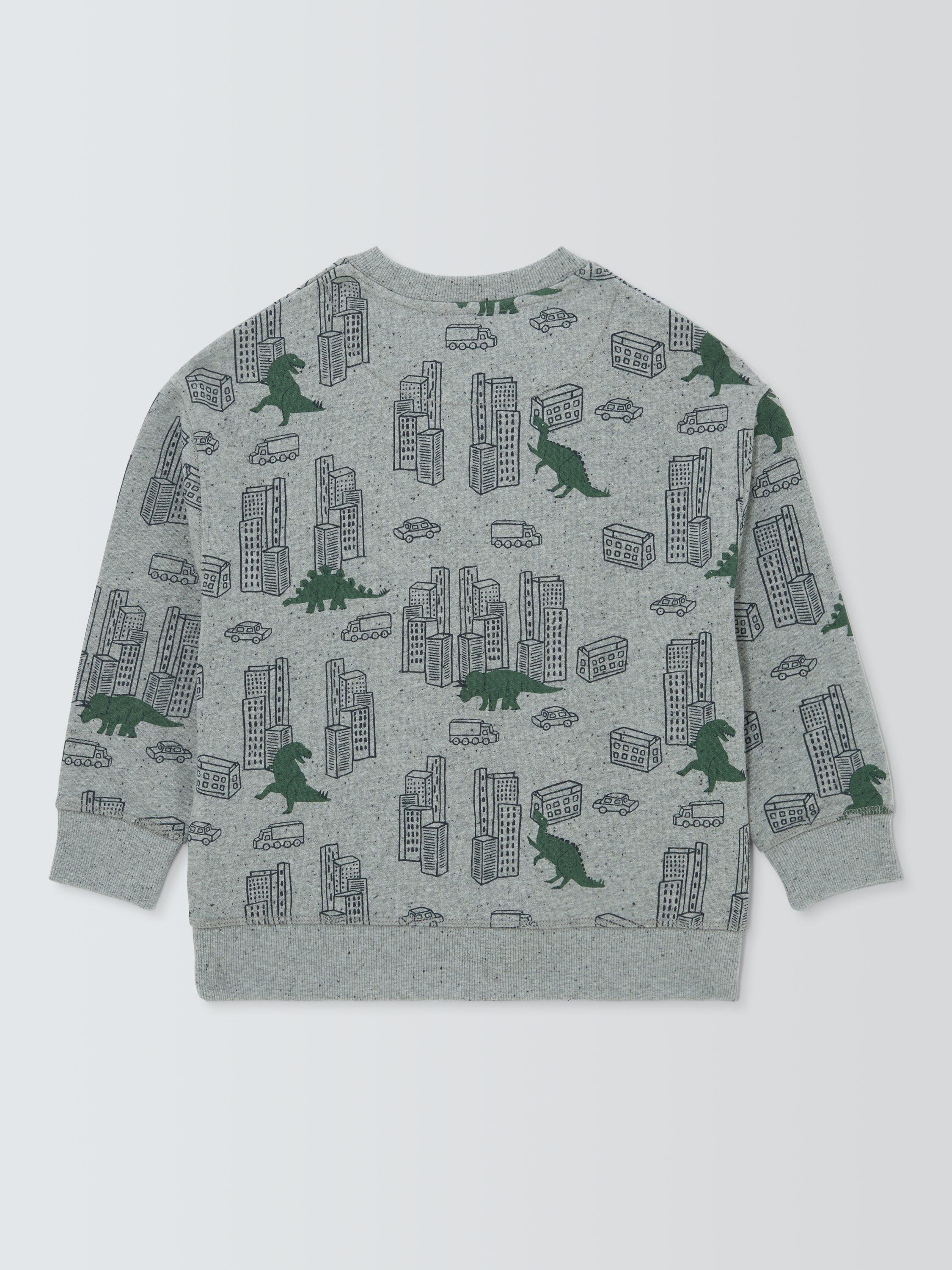 Product image 6 of 7, which shows John Lewis Kids' Dinosaur City Sweatshirt, Grey Mutli, 6 years