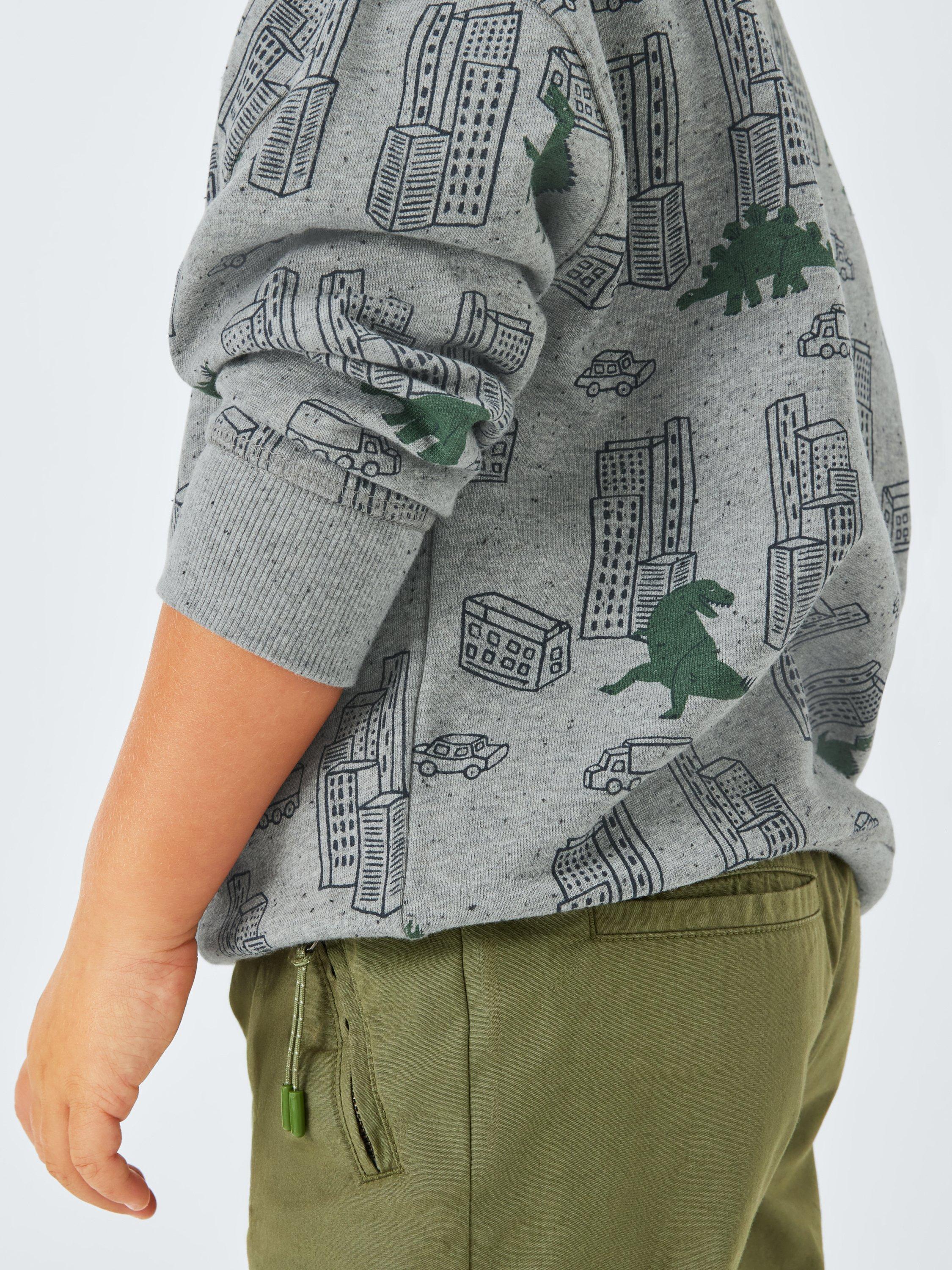 Product image 5 of 7, which shows John Lewis Kids' Dinosaur City Sweatshirt, Grey Mutli, 6 years