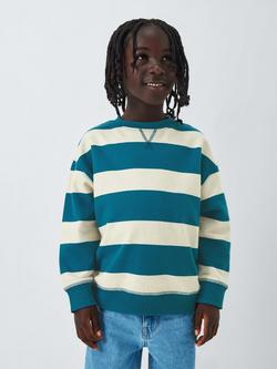John Lewis Kids' Yarn Dyed Stripe Sweatshirt, Blue Navy, Blue Navy
