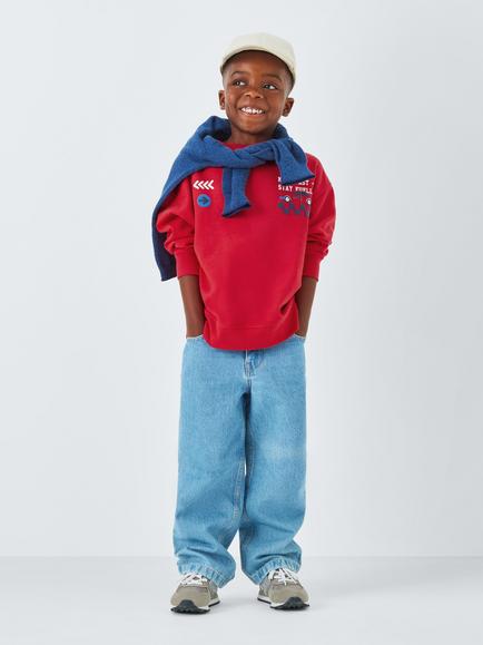 John Lewis Kids' Race Car Sweatshirt, Poppy Red - view 2, Poppy Red