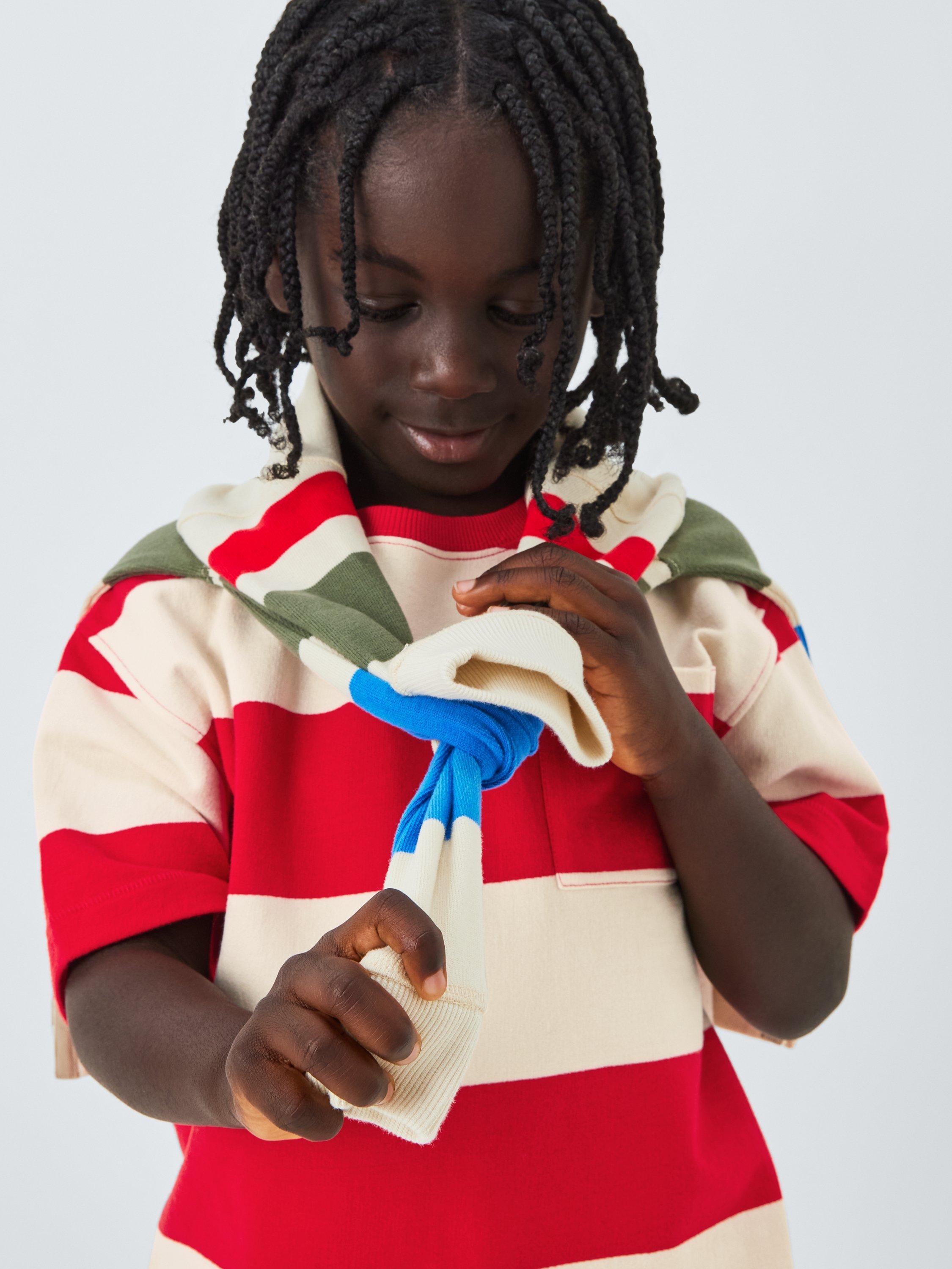 Product image 4 of 7, which shows John Lewis Kids' Block Stripe T-Shirt, Red/White, 6 years