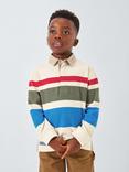 John Lewis Kids' Stripe Rugby Shirt, Cream Multi
