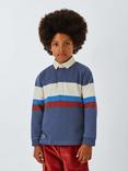 John Lewis Kids' Stripe Rugby Shirt, Blue Multi