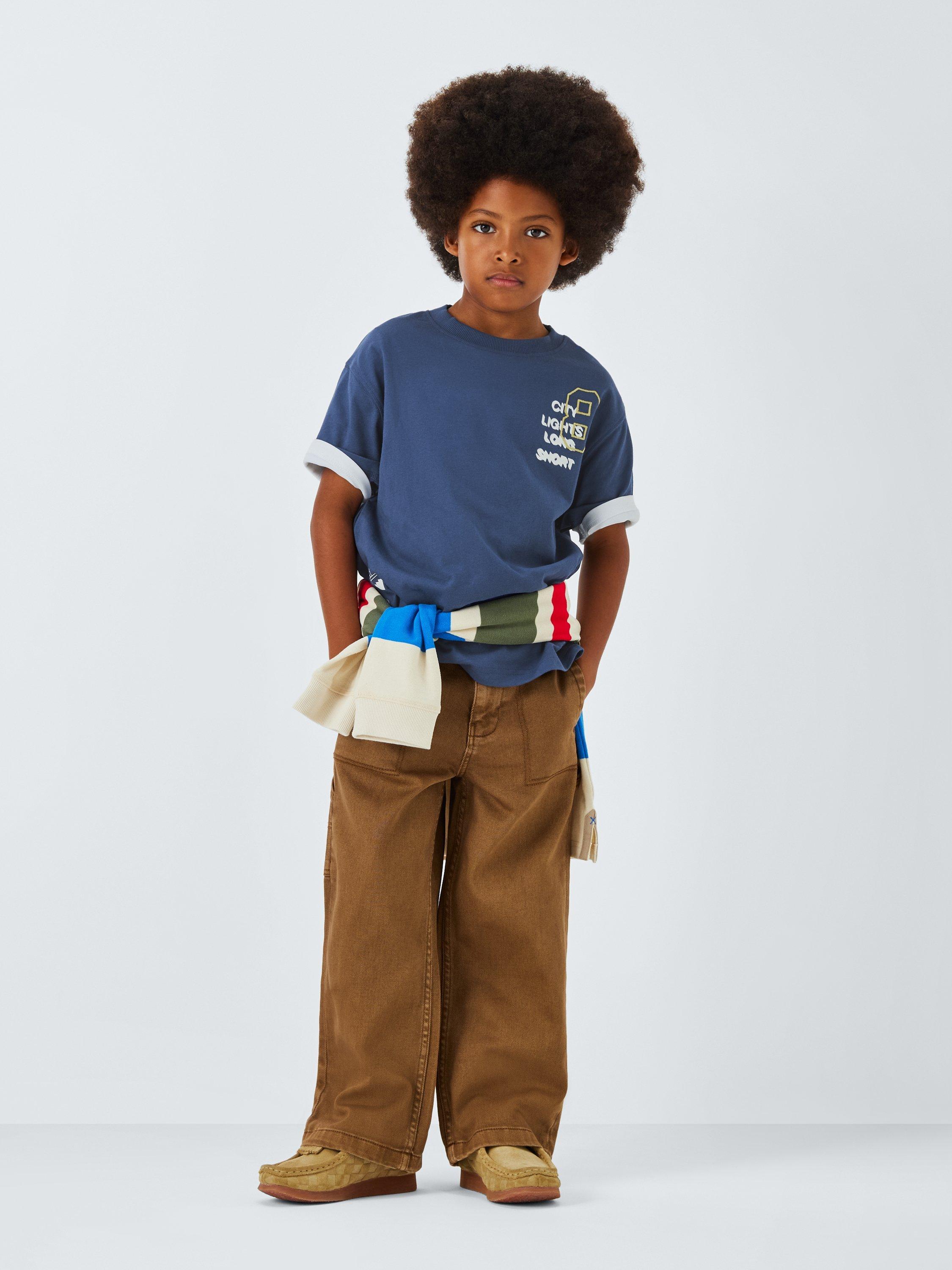 Product image 2 of 7, which shows John Lewis Kids' Blue Graphic T-Shirt, Navy, 3 years