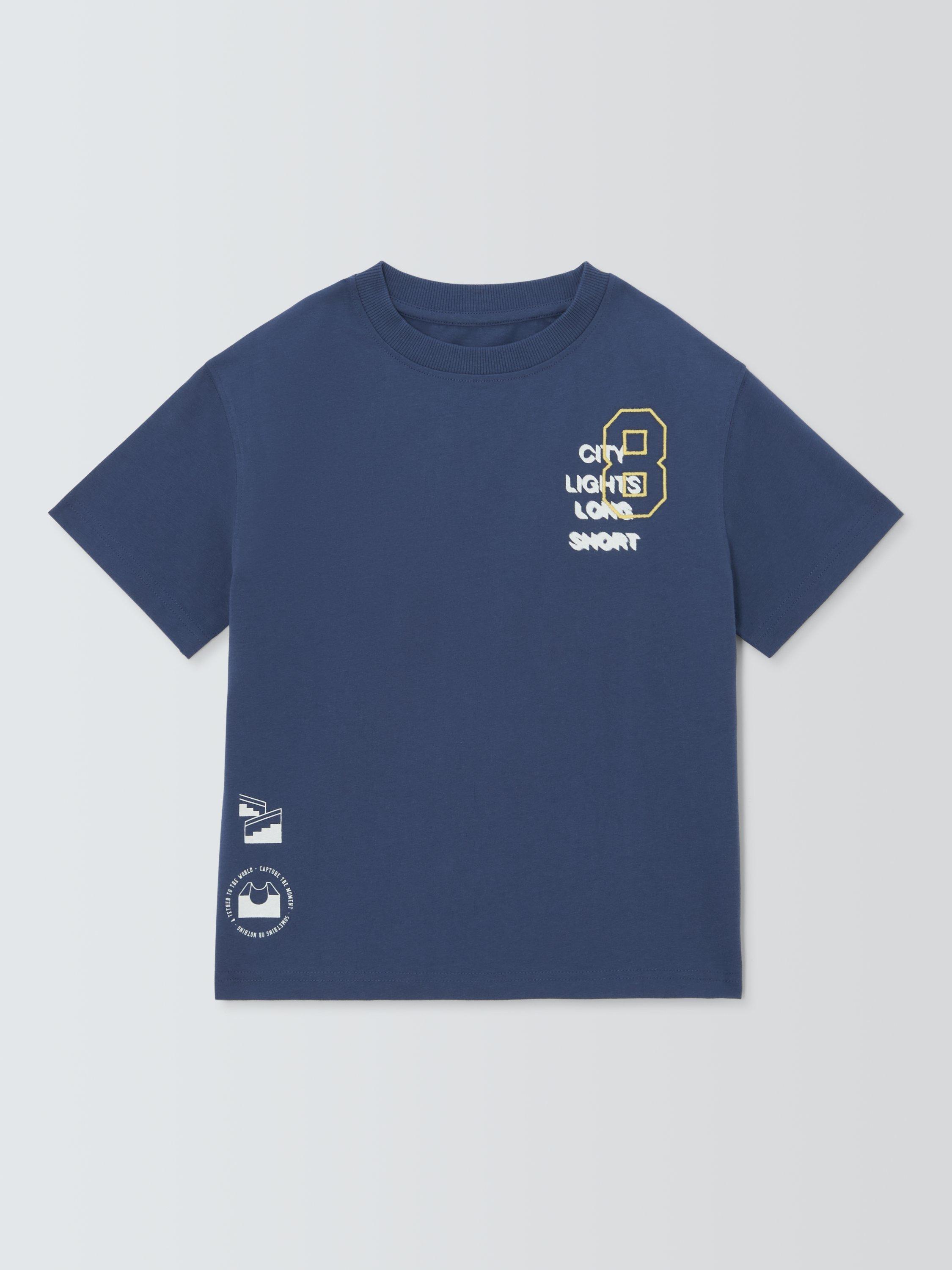Product image 3 of 7, which shows John Lewis Kids' Blue Graphic T-Shirt, Navy, 3 years