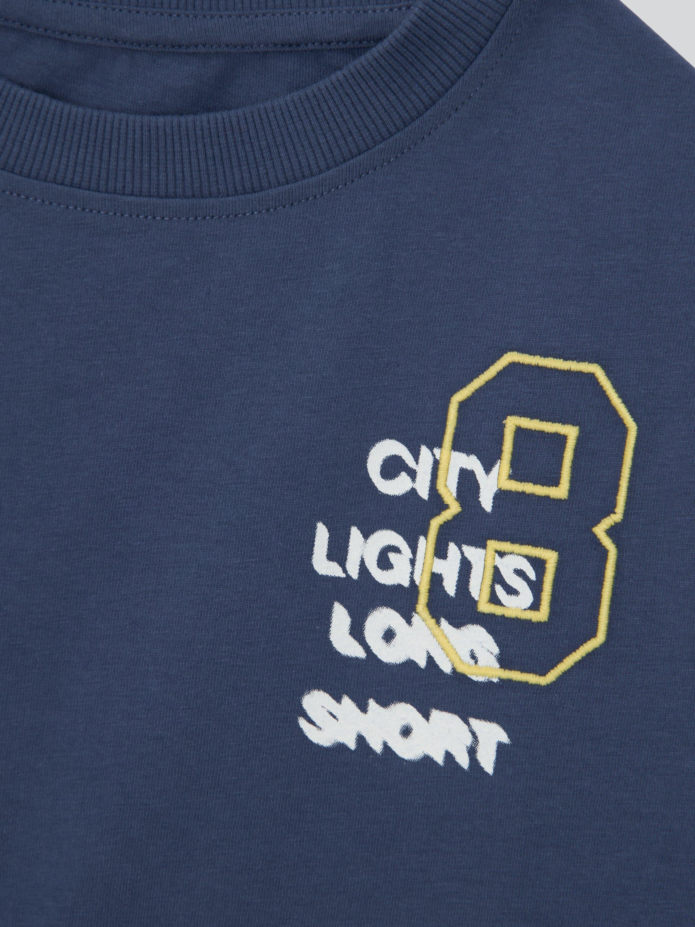 Product image 7 of 7, which shows John Lewis Kids' Blue Graphic T-Shirt, Navy, 3 years