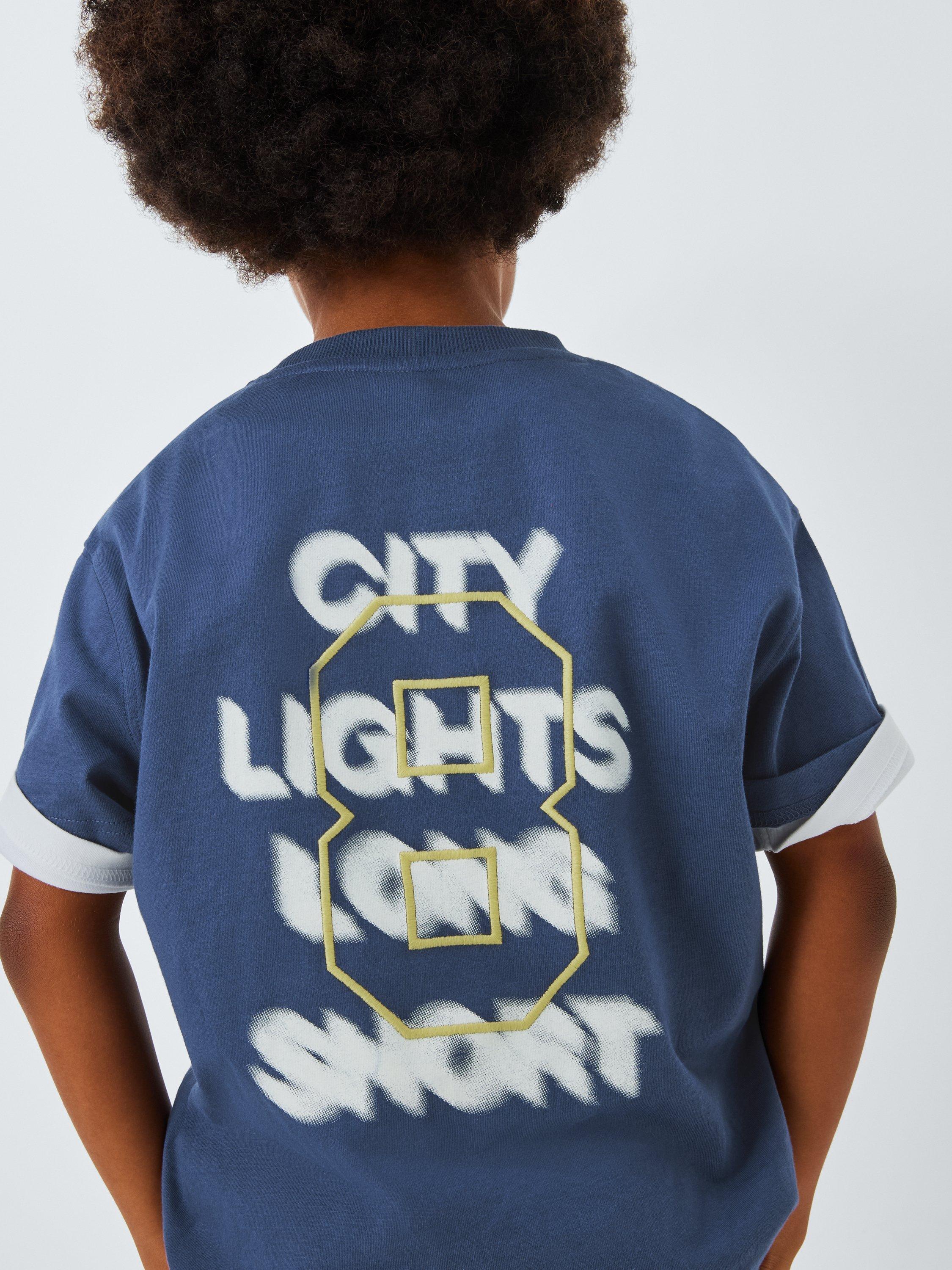 Product image 5 of 7, which shows John Lewis Kids' Blue Graphic T-Shirt, Navy, 3 years