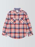 John Lewis Kids; Plaid Check Long Sleeve Shirt, Red/Blue