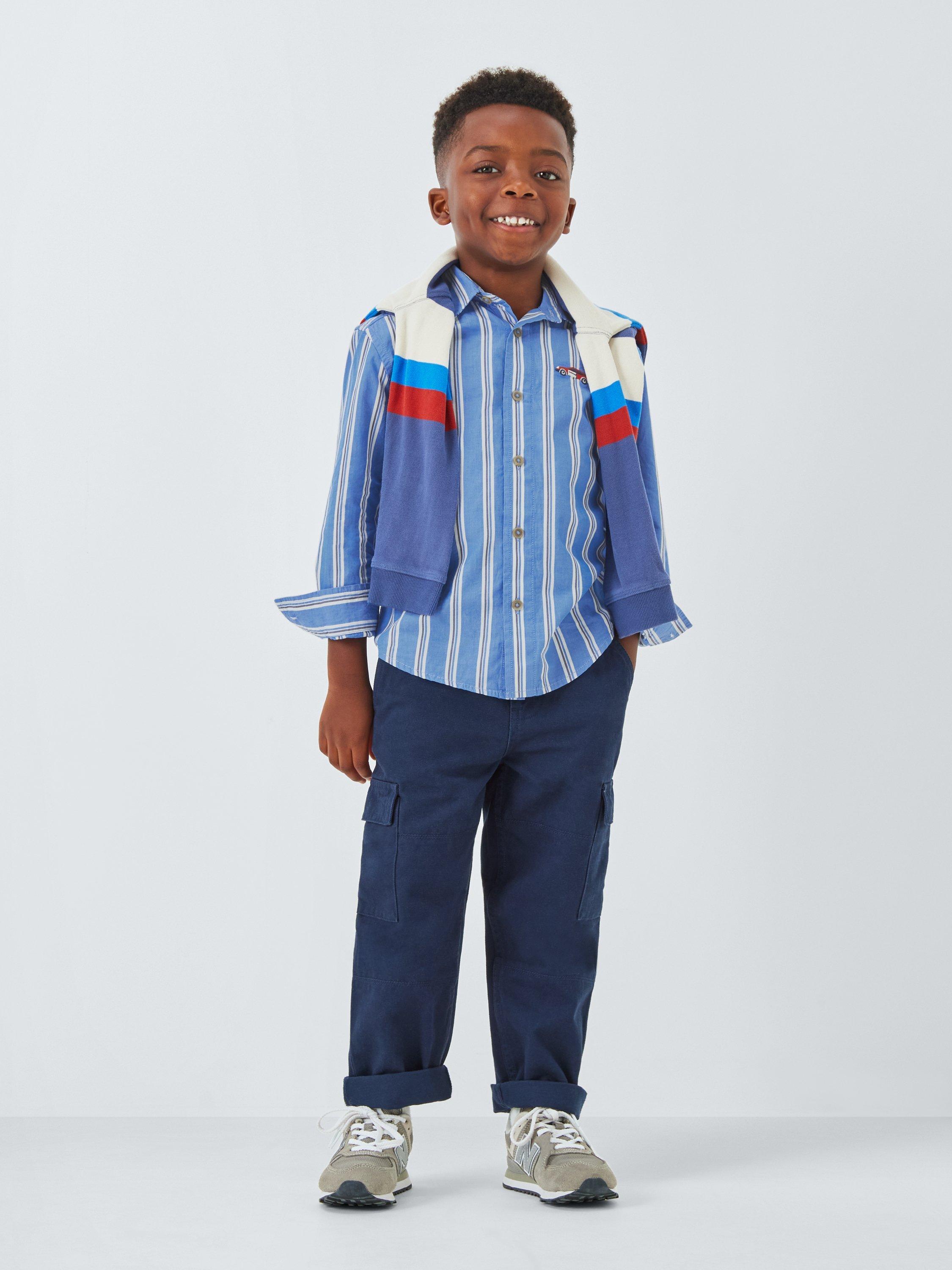 Product image 2 of 7, which shows John Lewis Stripe Car Shirt, Nebulas Blue, 5 years