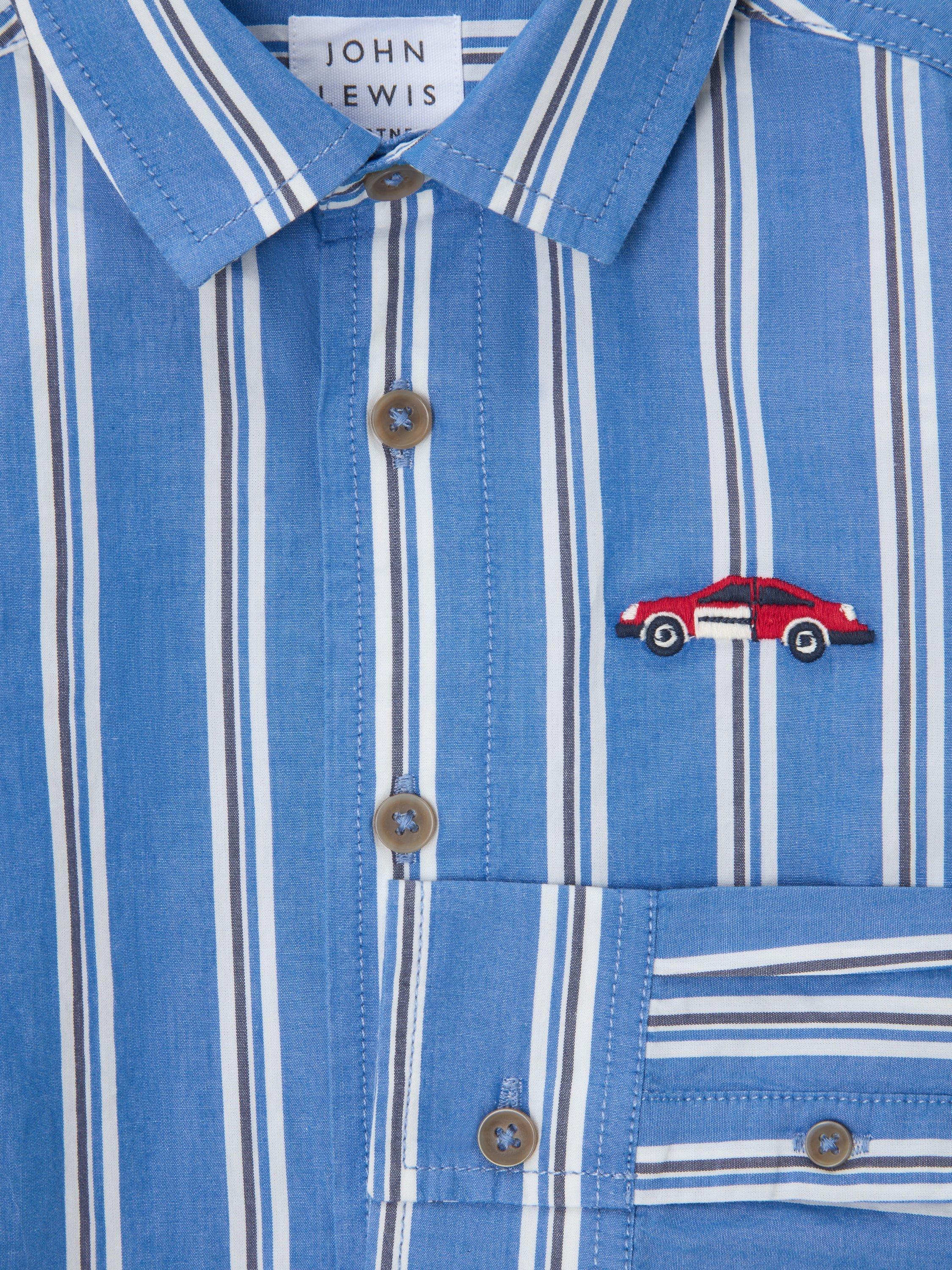 Product image 3 of 3, which shows John Lewis Stripe Car Shirt, Nebulas Blue, 3 years