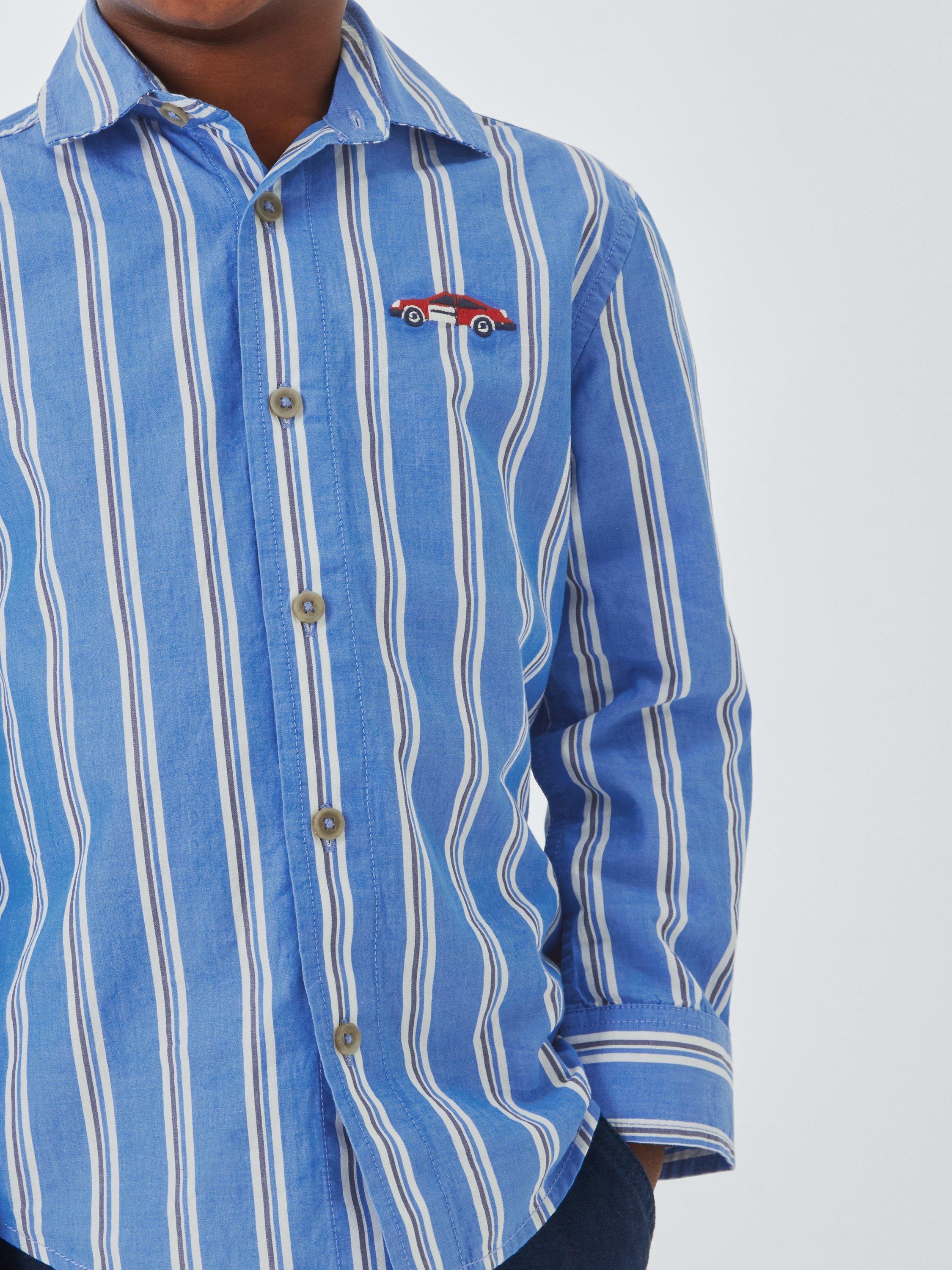 Product image 5 of 7, which shows John Lewis Stripe Car Shirt, Nebulas Blue, 5 years