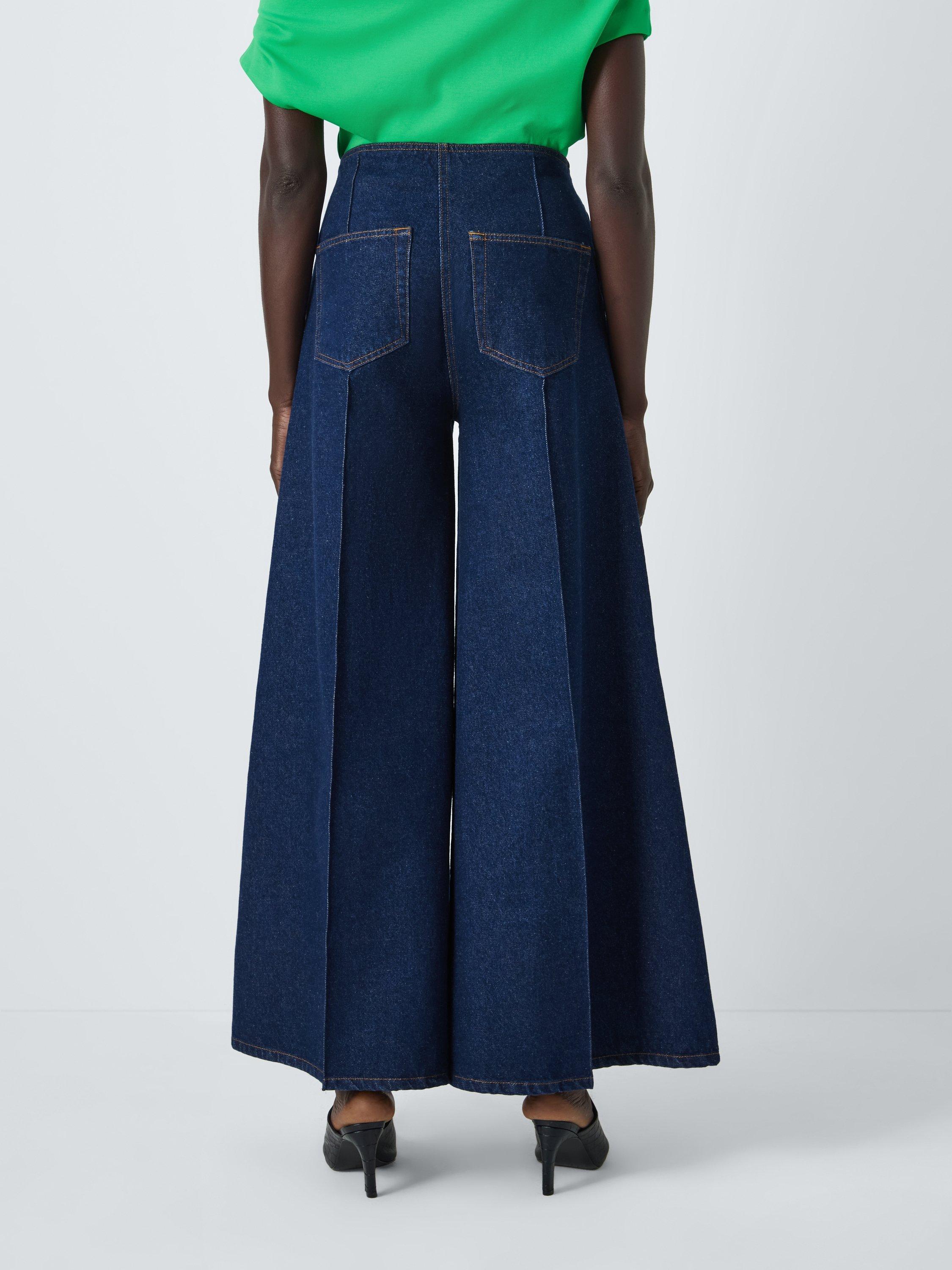 Product image 2 of 8, which shows John Lewis x A.W.A.K.E. MODE Pintuck High Waist Wide Leg Jeans, Dark Rinse, 8