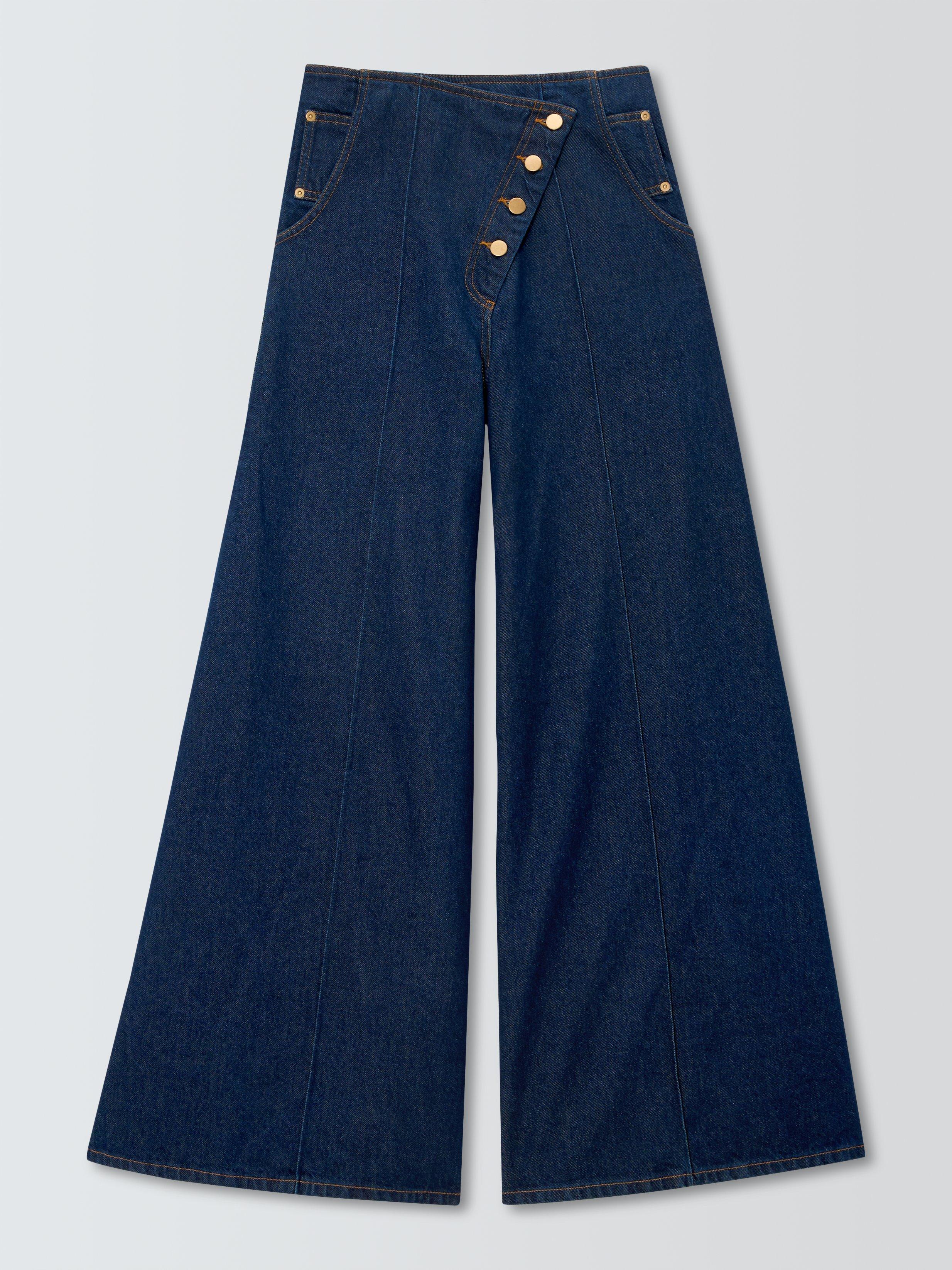 Product image 4 of 8, which shows John Lewis x A.W.A.K.E. MODE Pintuck High Waist Wide Leg Jeans, Dark Rinse, 8