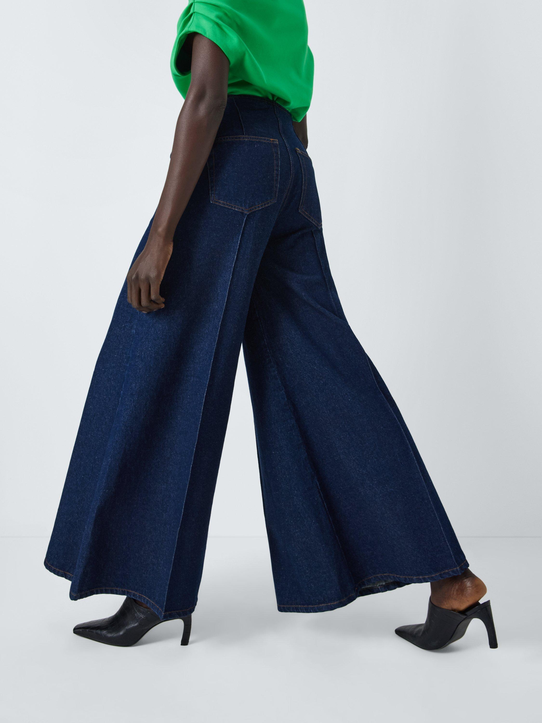 Product image 6 of 8, which shows John Lewis x A.W.A.K.E. MODE Pintuck High Waist Wide Leg Jeans, Dark Rinse, 8