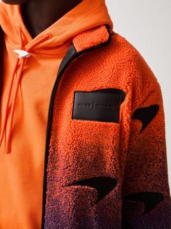 Reiss x McLaren Drift Embroidered Fleece Jacket, Orange/Multi - view 2, Orange/Multi