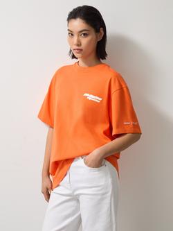 Reiss X McLaren Nakata Boxy Cotton T-Shirt, Papaya Orange - view 2, Papaya Orange
