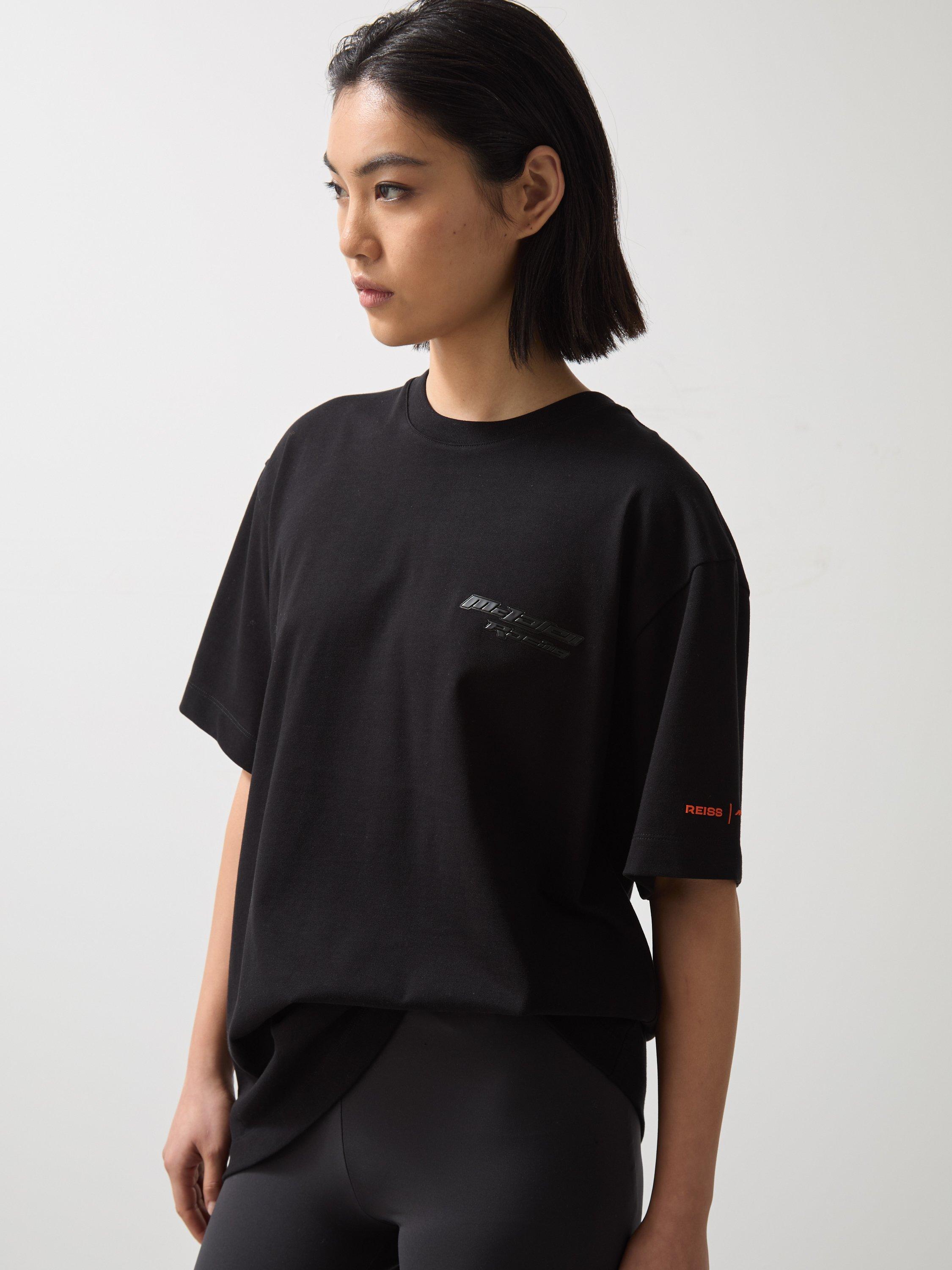 Product image 2 of 5, which shows Reiss x McLaren Nakata Cotton Regular Fit Short Sleeve Logo T-Shirt, Black, XS