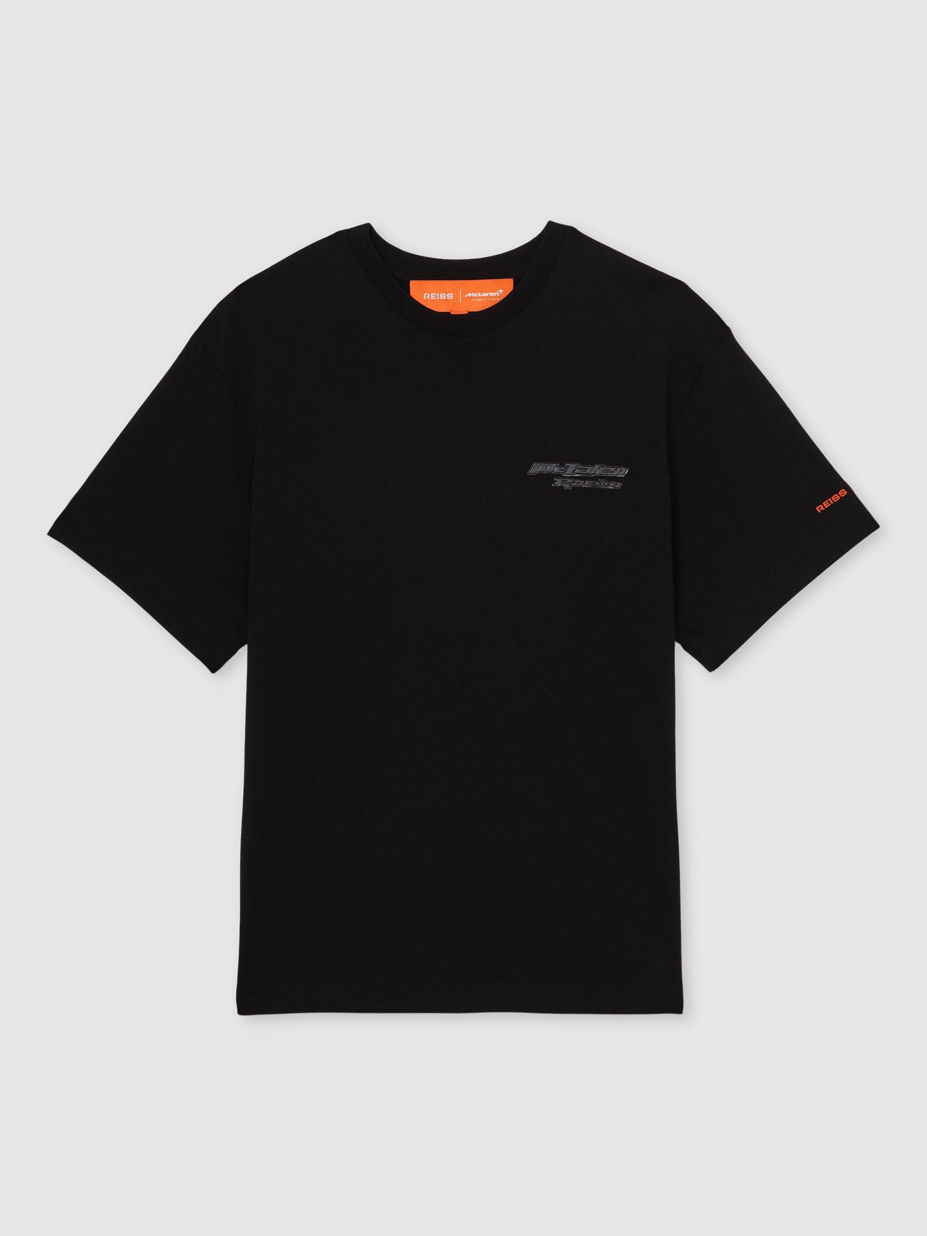 Product image 4 of 5, which shows Reiss x McLaren Nakata Cotton Regular Fit Short Sleeve Logo T-Shirt, Black, XS