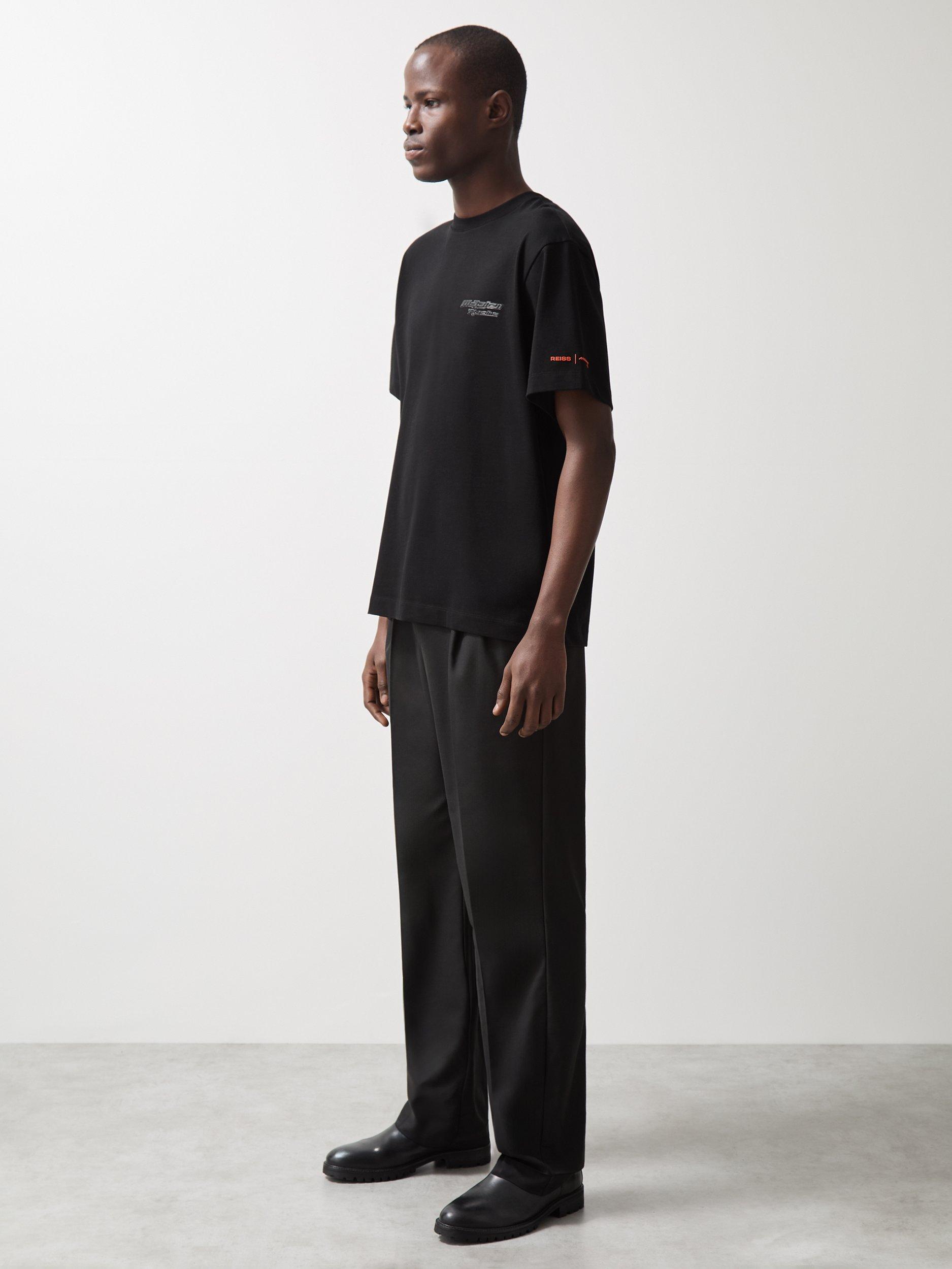 Product image 5 of 5, which shows Reiss x McLaren Nakata Cotton Regular Fit Short Sleeve Logo T-Shirt, Black, XS