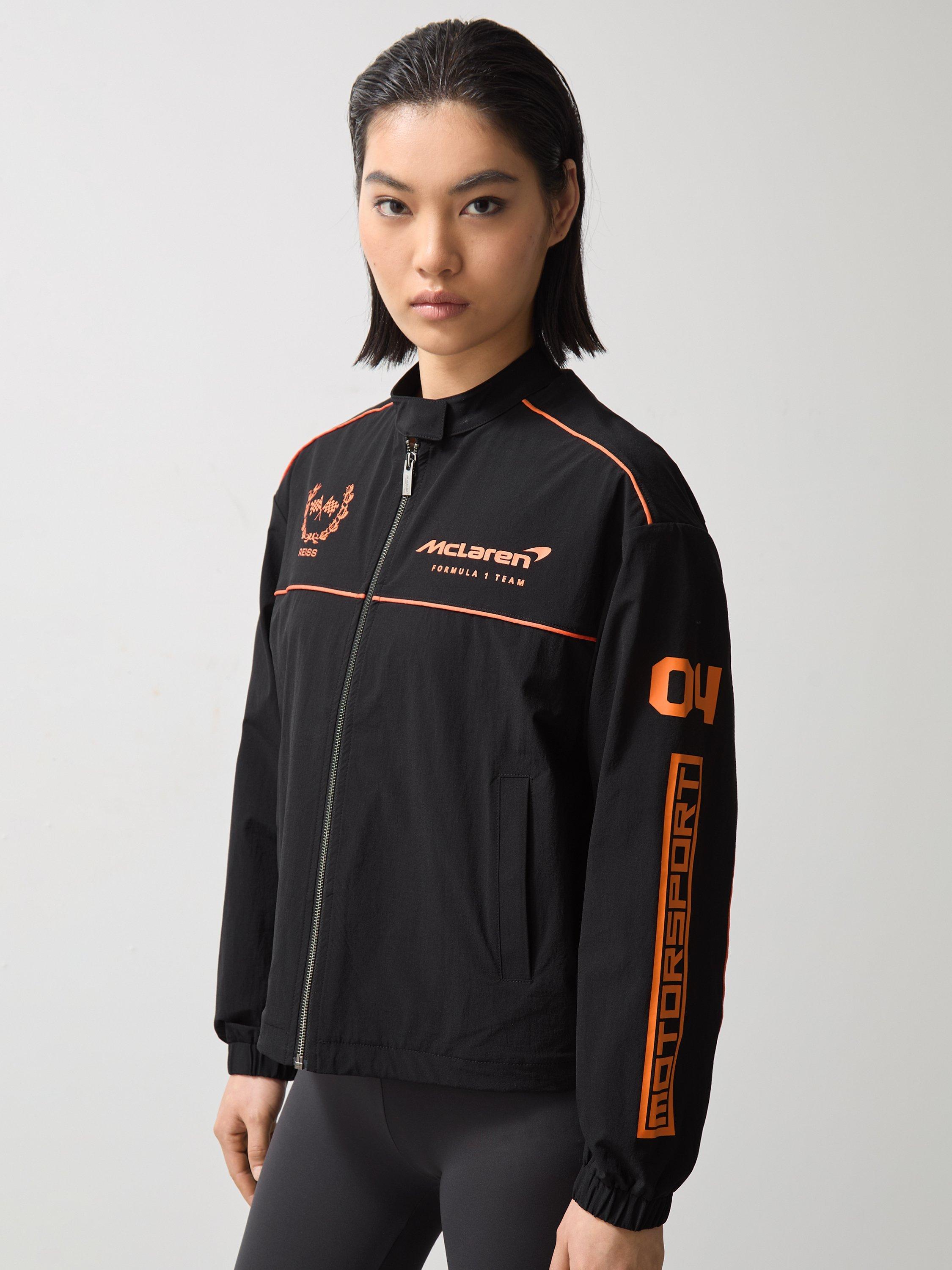Product image 1 of 5, which shows Reiss x McLaren Printed Short Jacket, Black, L