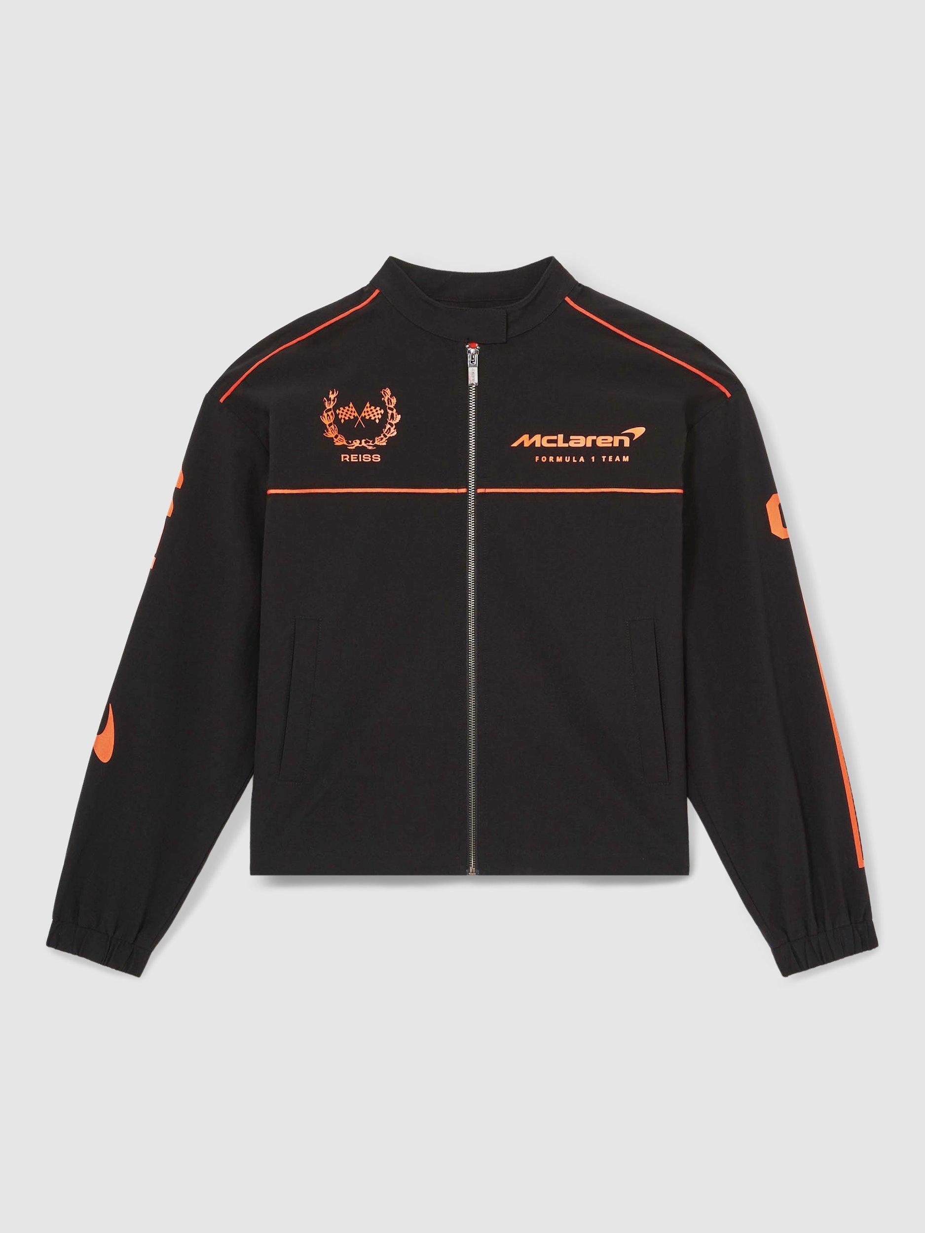 Product image 3 of 5, which shows Reiss x McLaren Printed Short Jacket, Black, L