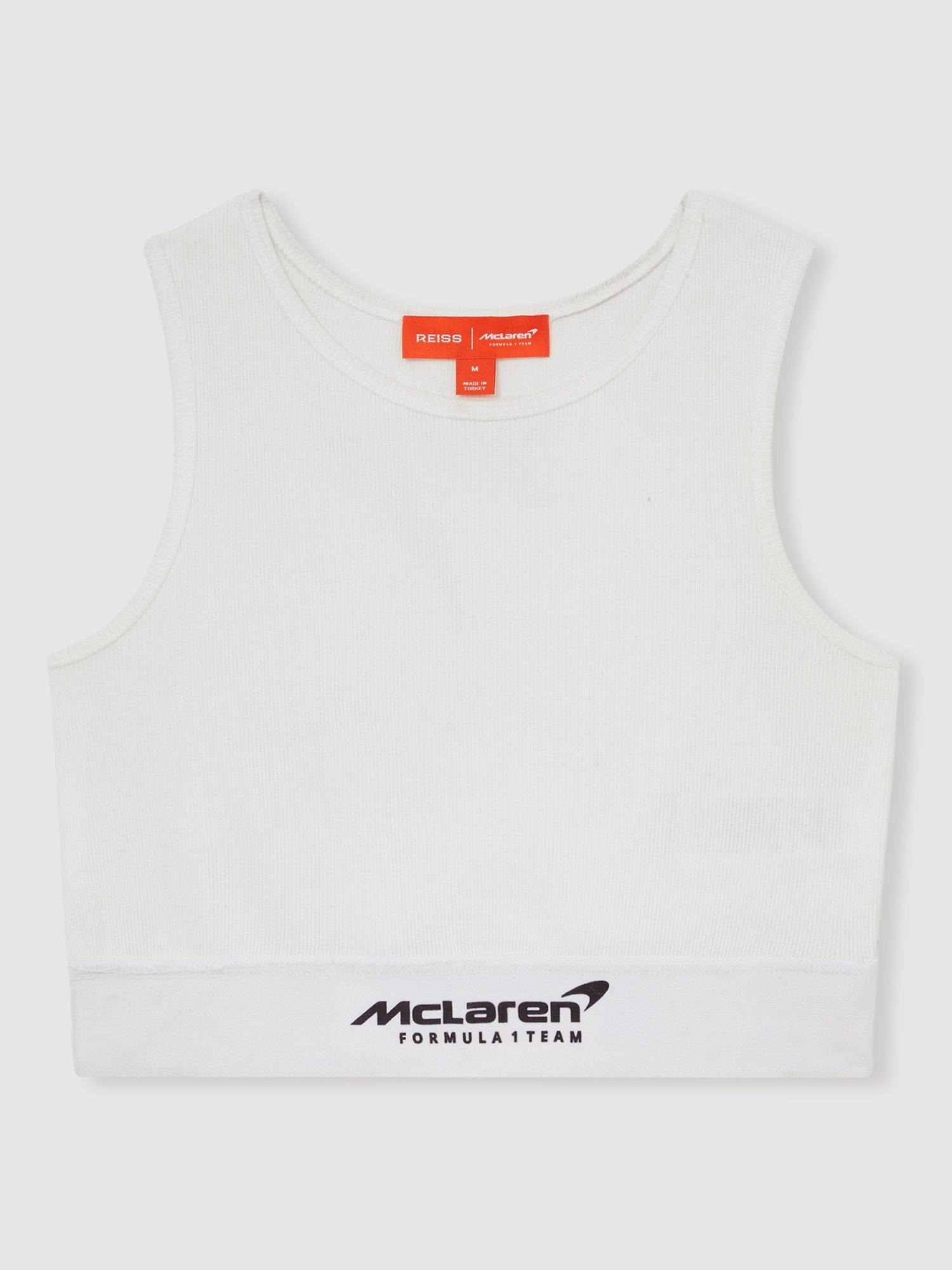 Product image 3 of 5, which shows Reiss x McLaren Cloud Ribbed Cropped Vest Top, White, XS