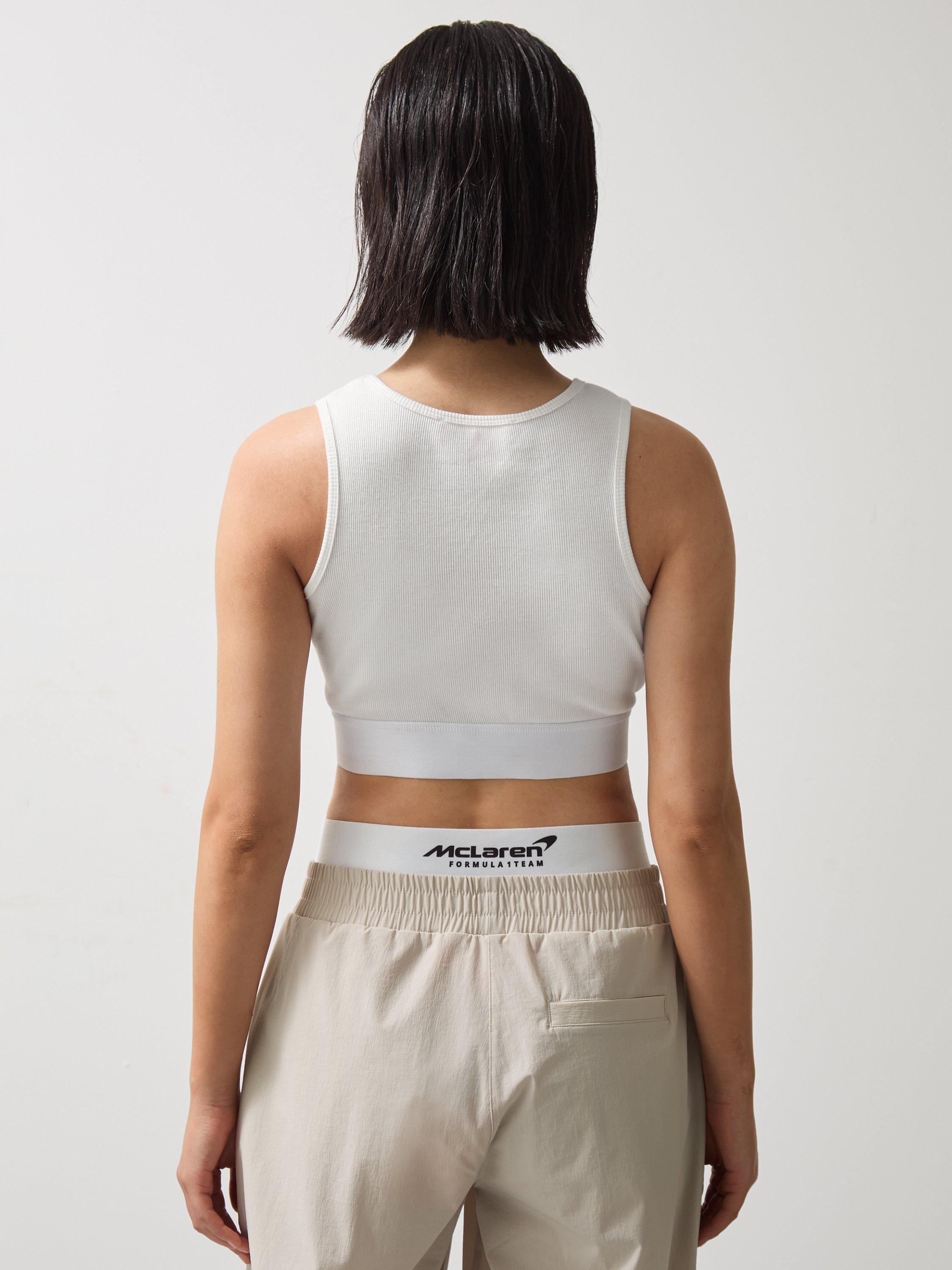 Product image 4 of 5, which shows Reiss x McLaren Cloud Ribbed Cropped Vest Top, White, XS