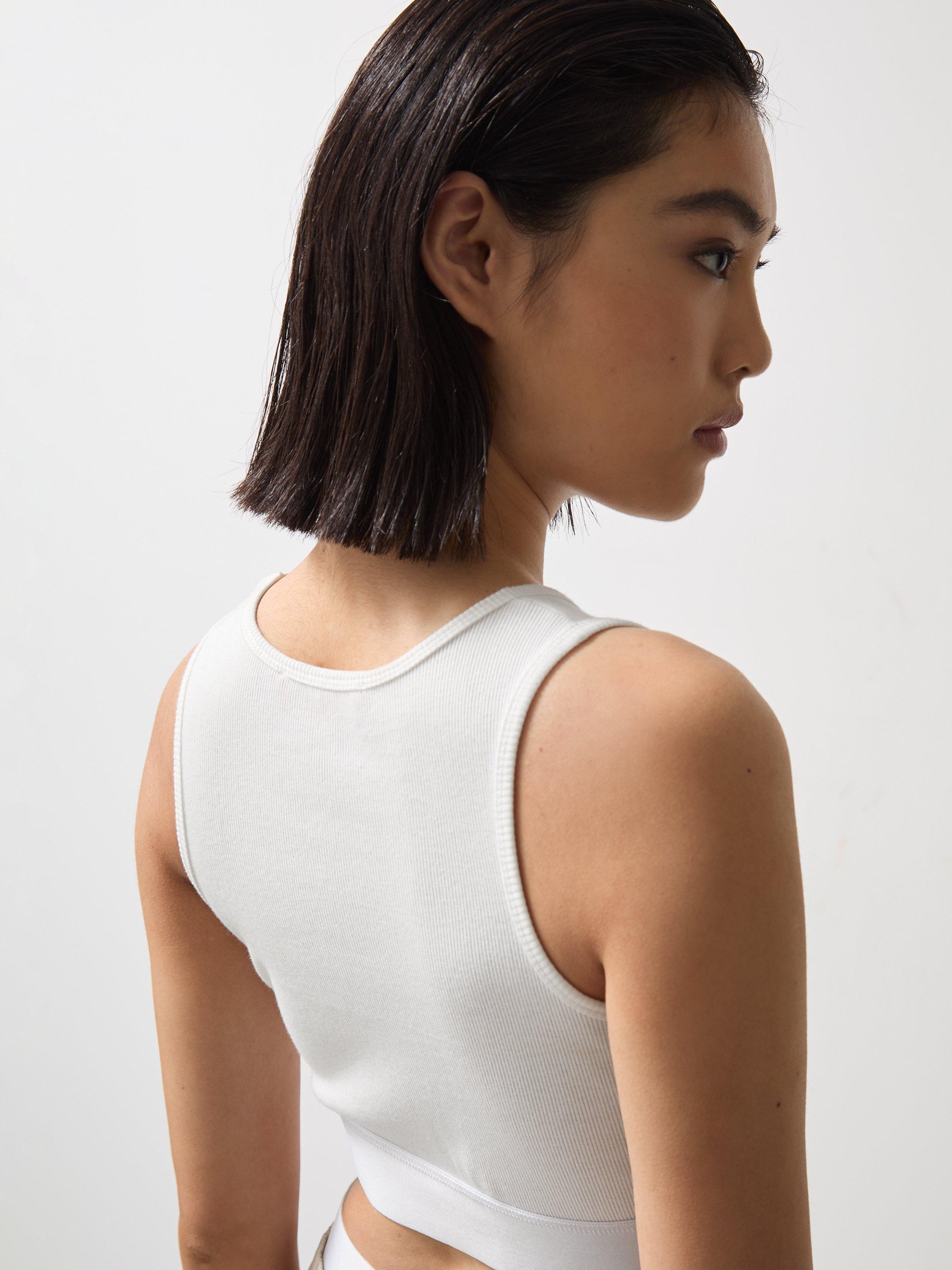 Product image 5 of 5, which shows Reiss x McLaren Cloud Ribbed Cropped Vest Top, White, XS